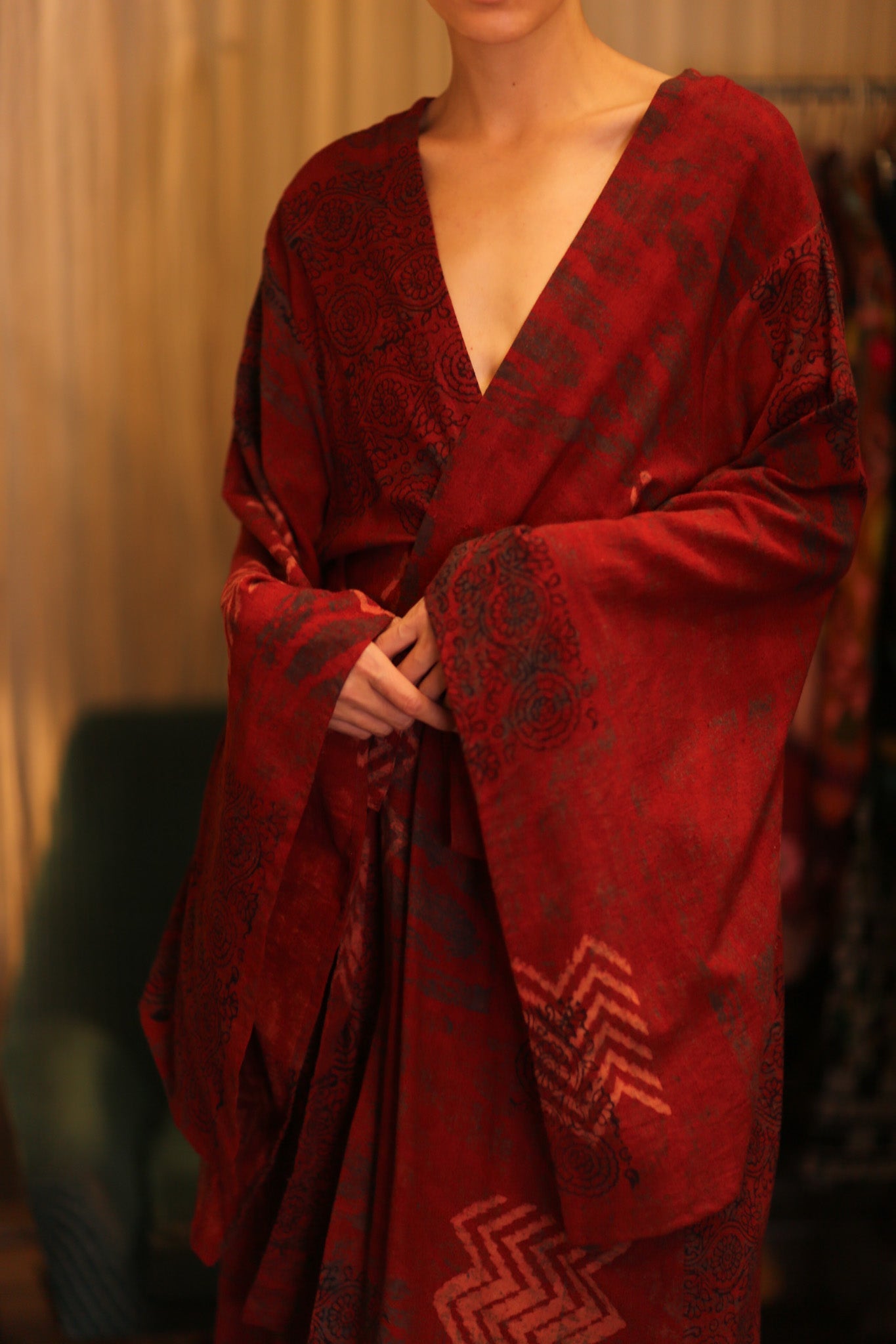 HANDWOVEN COTTON WING KIMONO PINA REDROSI