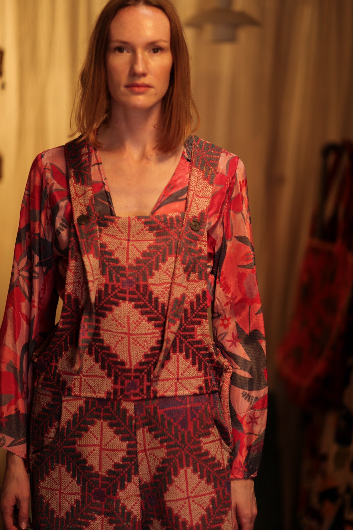 FREYA OVERALLS EMBROIDERED KANTHA GEOMETRIC