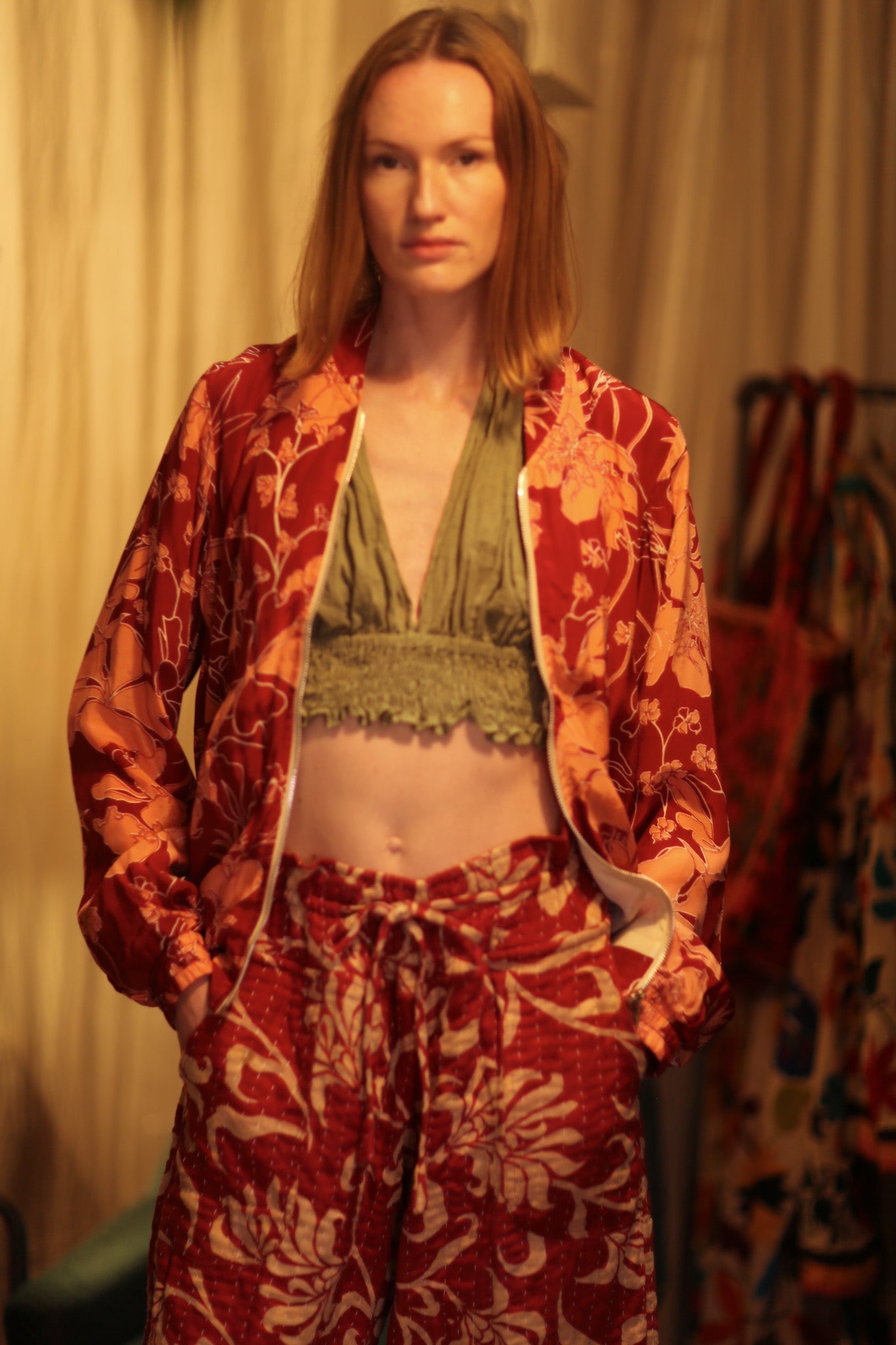 ANCHA SILK BOMBER JACKET RED JUNGLE - MOMO STUDIO BERLIN - Berlin Concept Store - sustainable & ethical fashion