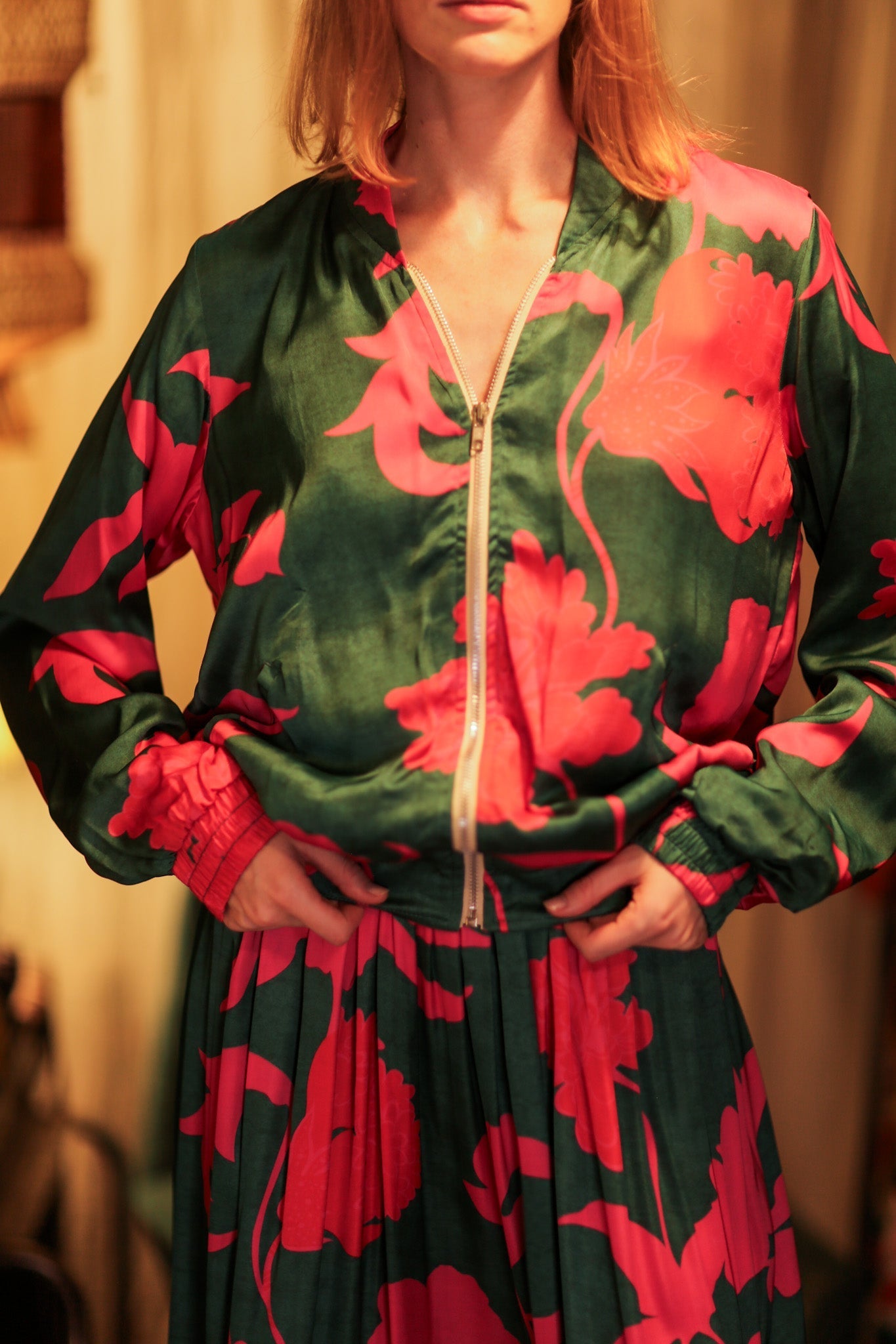 ANCHA SILK BOMBER PINK VINES - MOMO STUDIO BERLIN - Berlin Concept Store - sustainable & ethical fashion