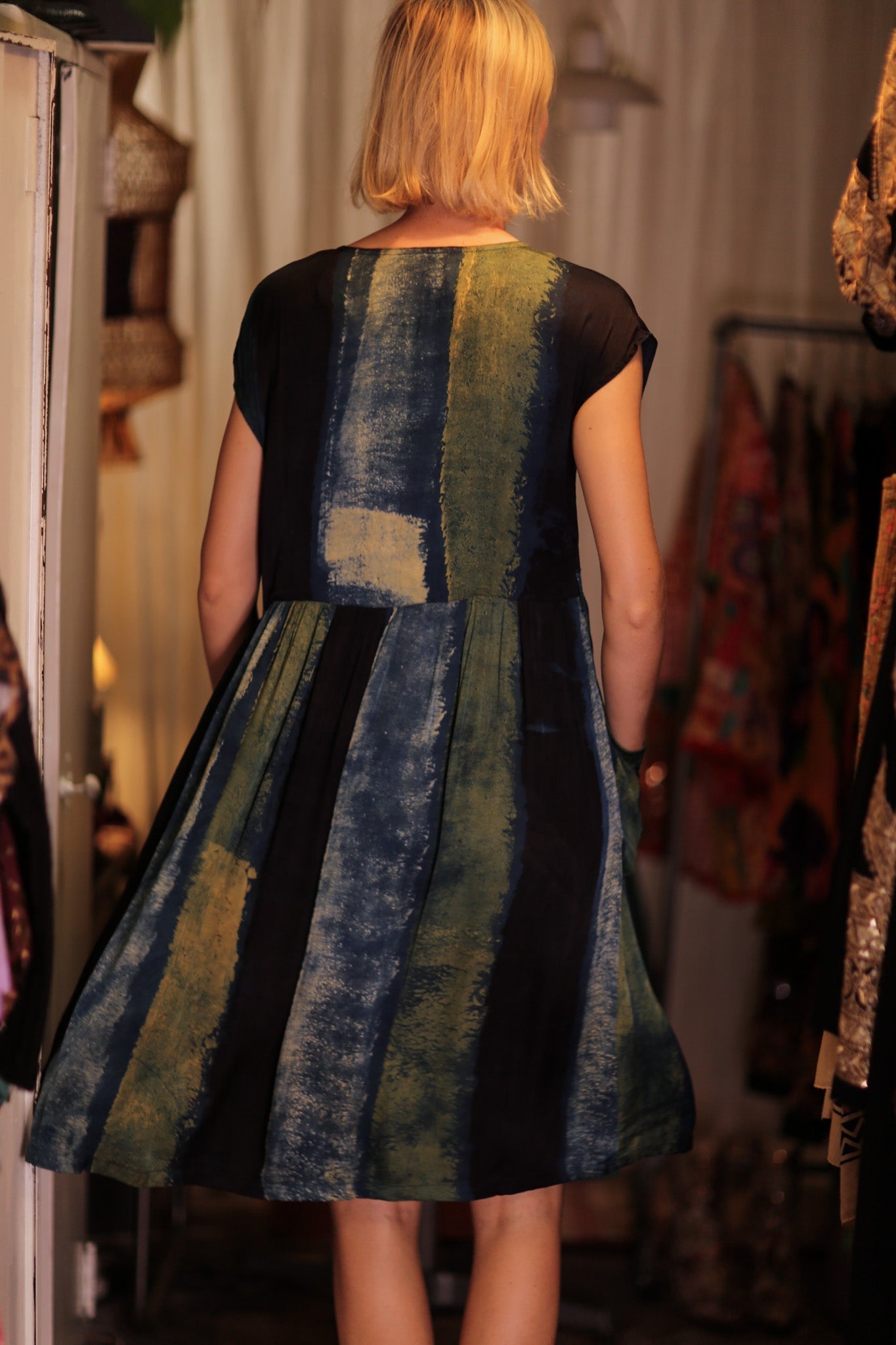 EDITH SILK DRESS BLUE STRIPE - MOMO STUDIO BERLIN - Berlin Concept Store - sustainable & ethical fashion