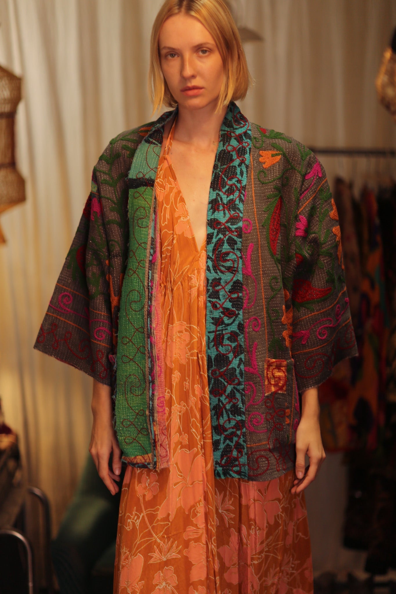 EMBROIDERED KANTHA KIMONO MONTY POT ROAST - MOMO STUDIO BERLIN - Berlin Concept Store - sustainable & ethical fashion