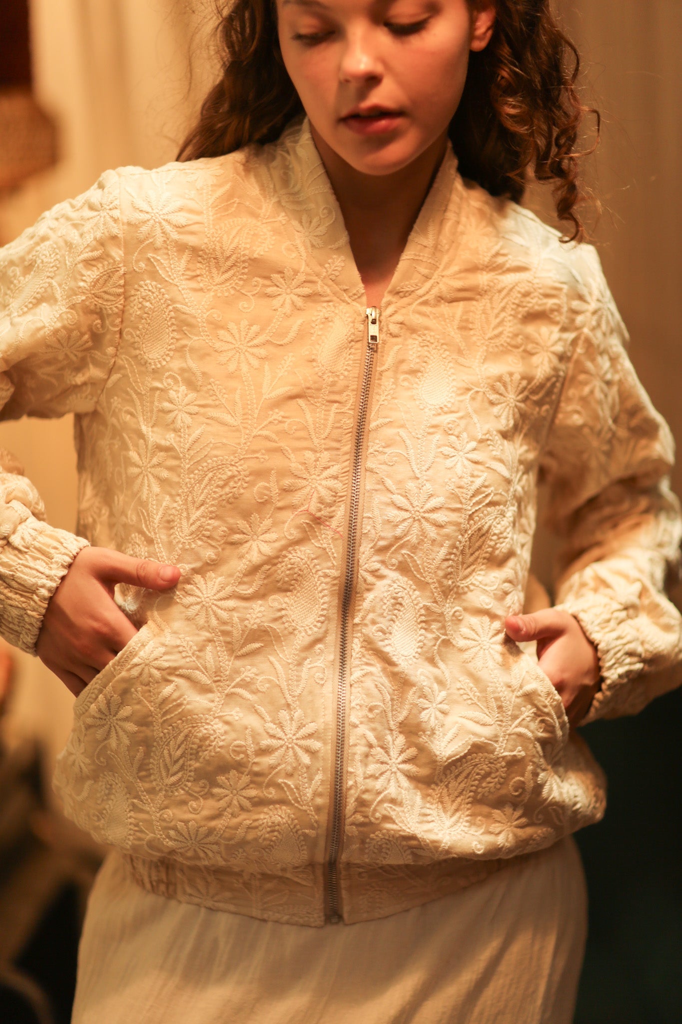EMBROIDERED SILK BOMBER JACKET ANCHA GINA