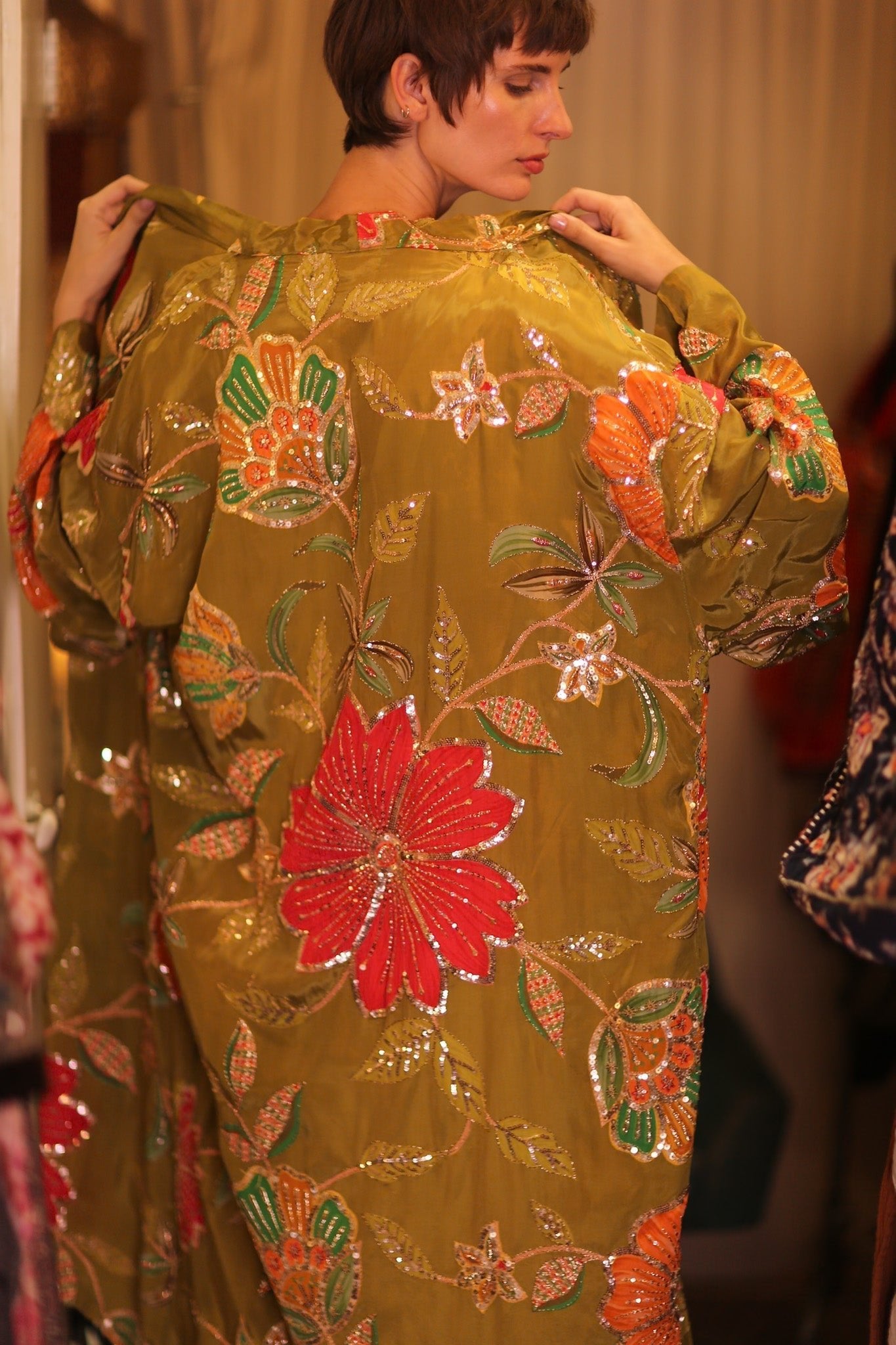 EMBROIDERED SILK KIMONO ROSE GABRIEL - MOMO STUDIO BERLIN - Berlin Concept Store - sustainable & ethical fashion