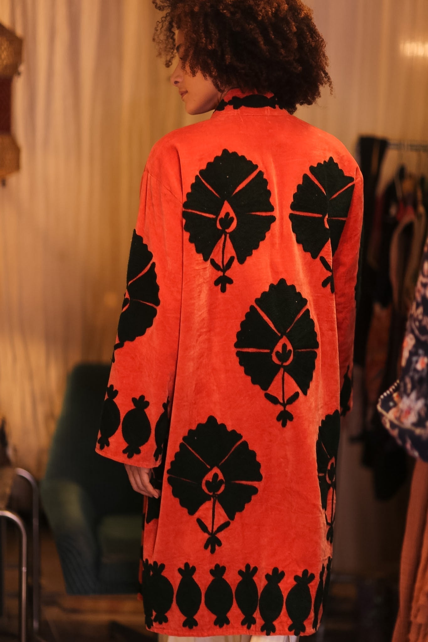 EMBROIDERED VELVET LONG COAT MISCHKA HONEY - MOMO STUDIO BERLIN - Berlin Concept Store - sustainable & ethical fashion