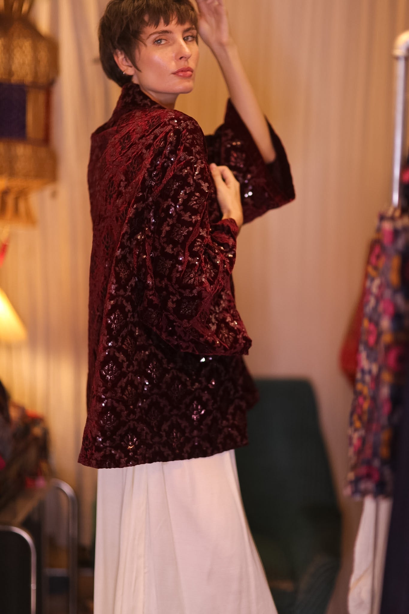 EMBROIDERED VELVET SHORT KIMONO ANGEL - MOMO STUDIO BERLIN - Berlin Concept Store - sustainable & ethical fashion