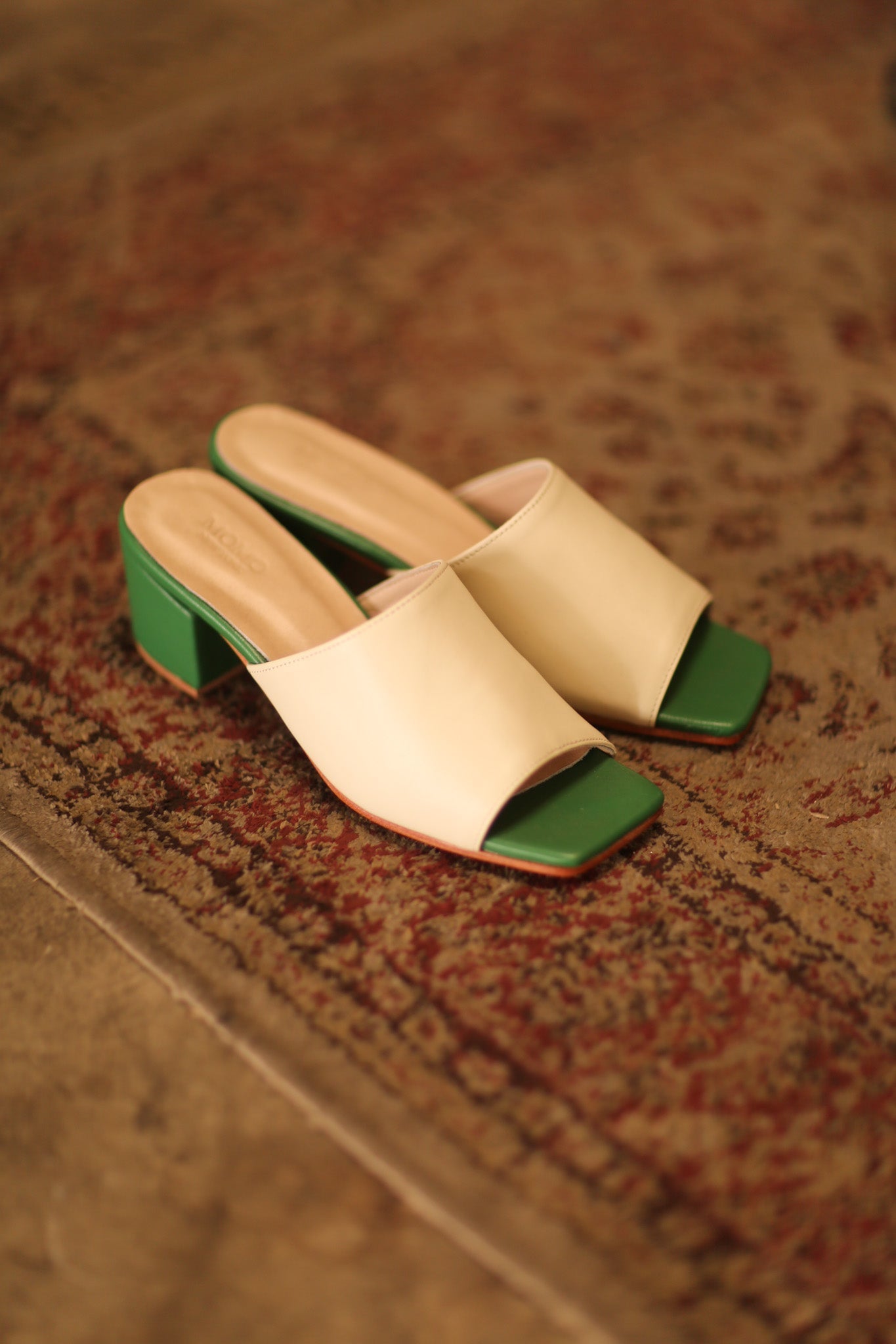 HEELED MULES LORIN CREAM GREEN - MOMO STUDIO BERLIN - Berlin Concept Store - sustainable & ethical fashion