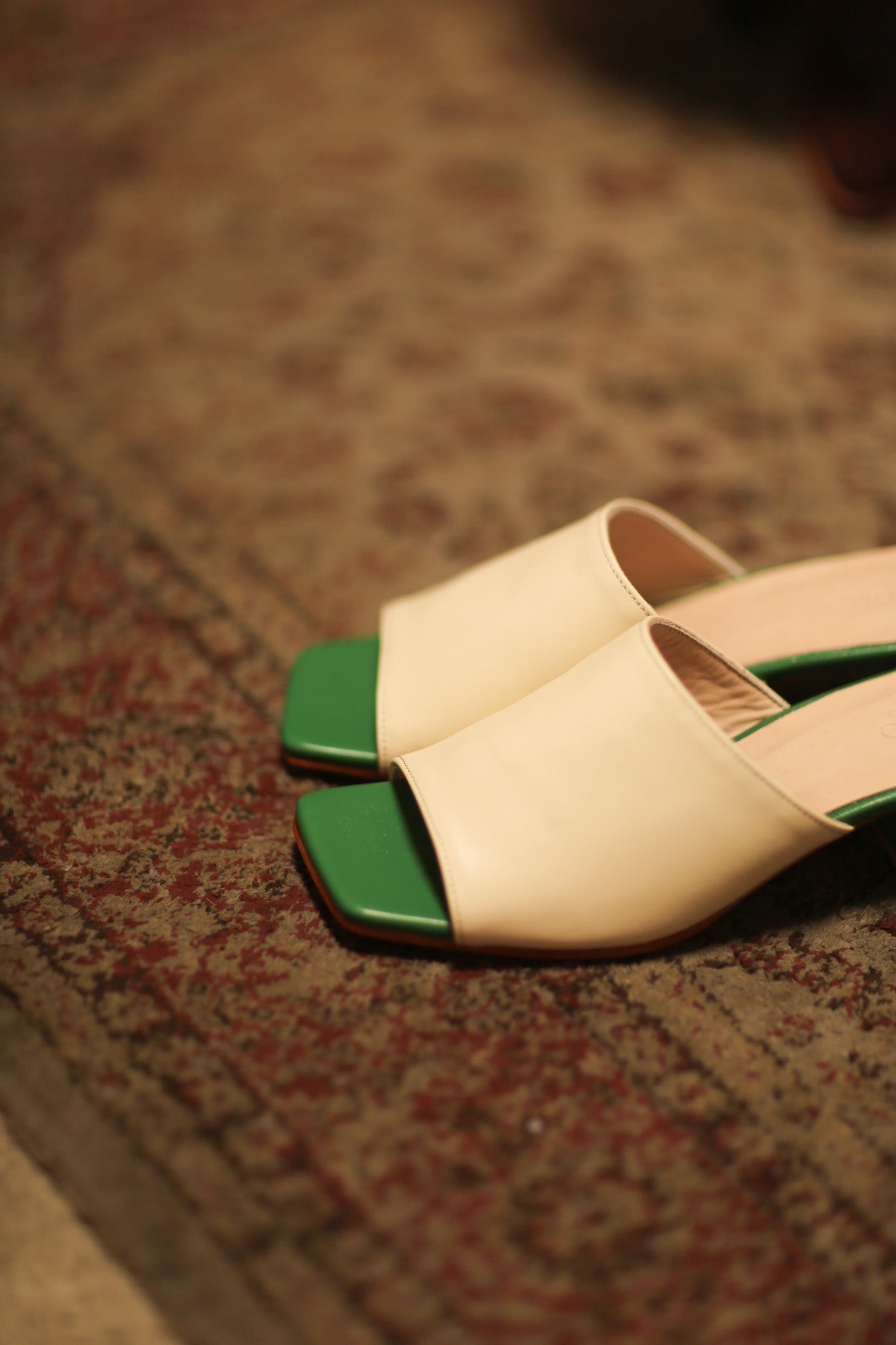 HEELED MULES LORIN CREAM GREEN - MOMO STUDIO BERLIN - Berlin Concept Store - sustainable & ethical fashion
