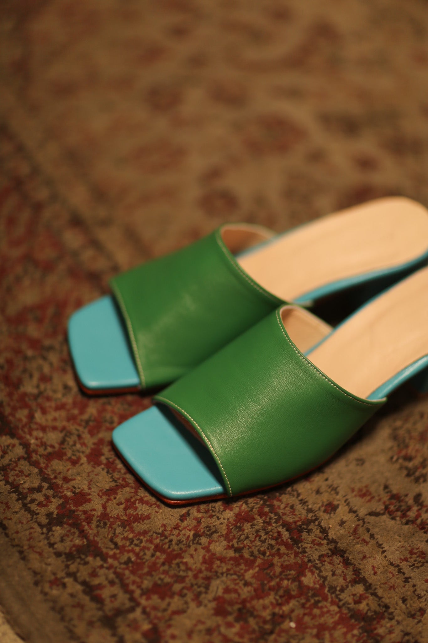 HEELED MULES LORIN GREEN LIGHT BLUE - MOMO STUDIO BERLIN - Berlin Concept Store - sustainable & ethical fashion