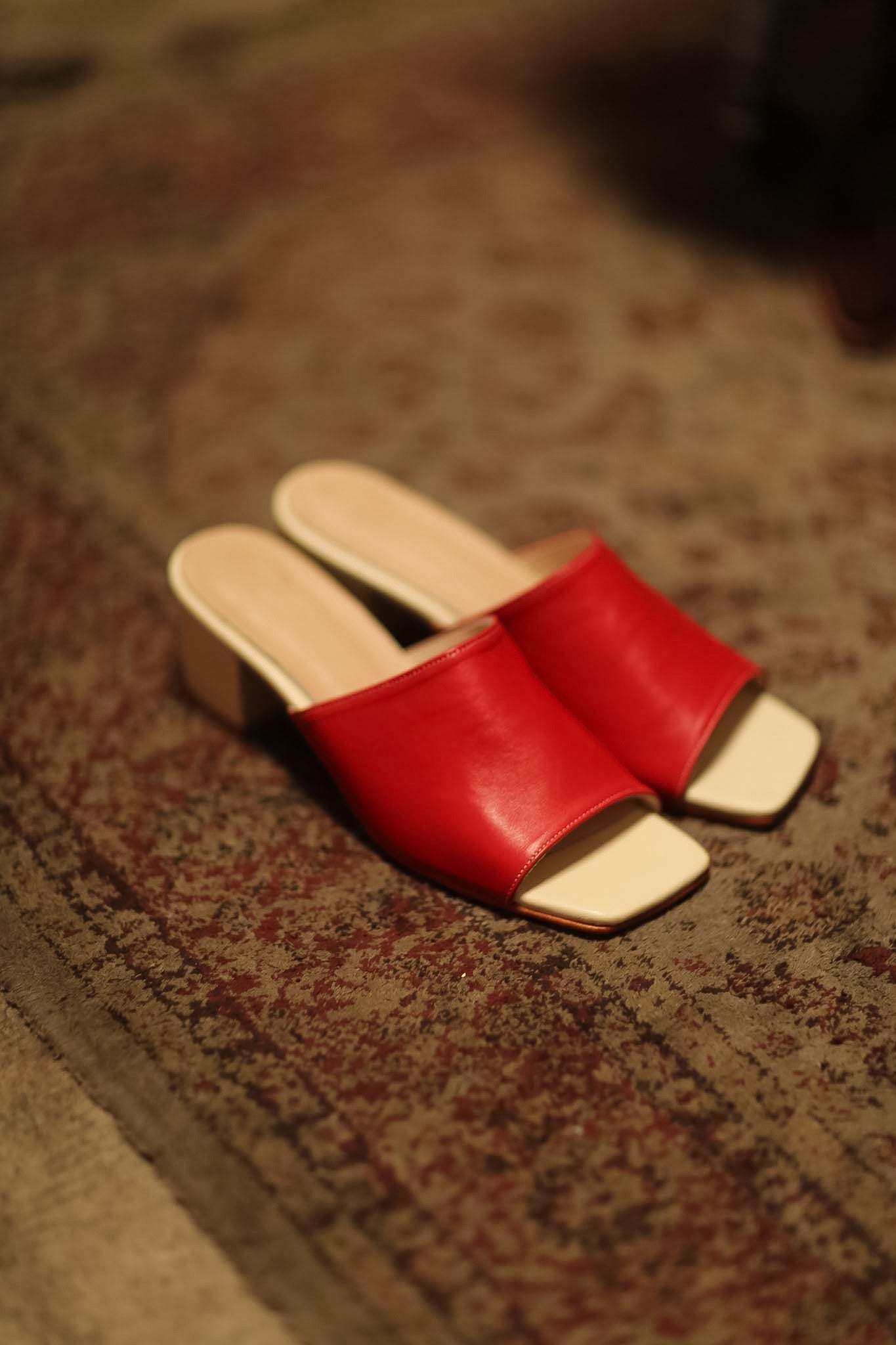 HEELED MULES LORIN RED CREAM - MOMO STUDIO BERLIN - Berlin Concept Store - sustainable & ethical fashion