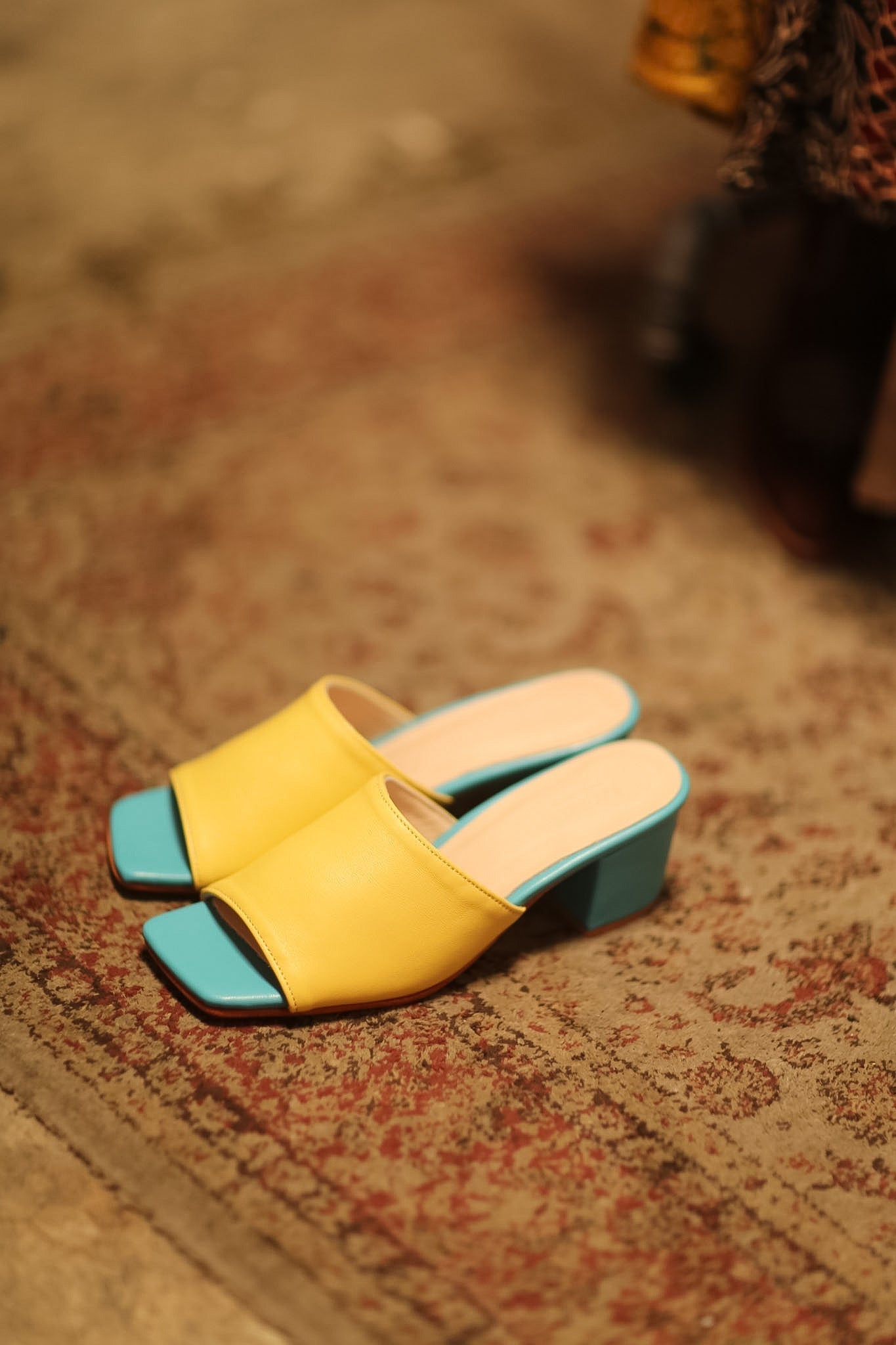 HEELED MULES LORIN YELLOW TURQUOISE - MOMO STUDIO BERLIN - Berlin Concept Store - sustainable & ethical fashion