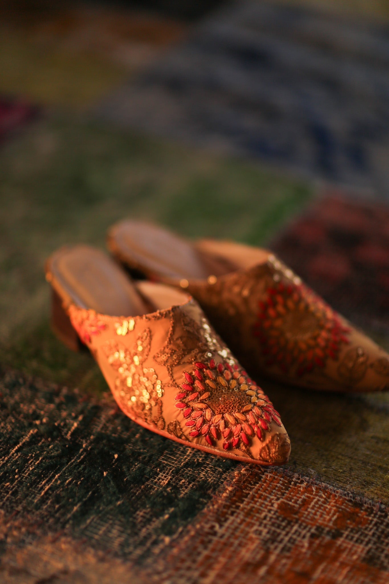 HEELED MULES SILK EMBROIDERED QUINA - MOMO STUDIO BERLIN - Berlin Concept Store - sustainable & ethical fashion