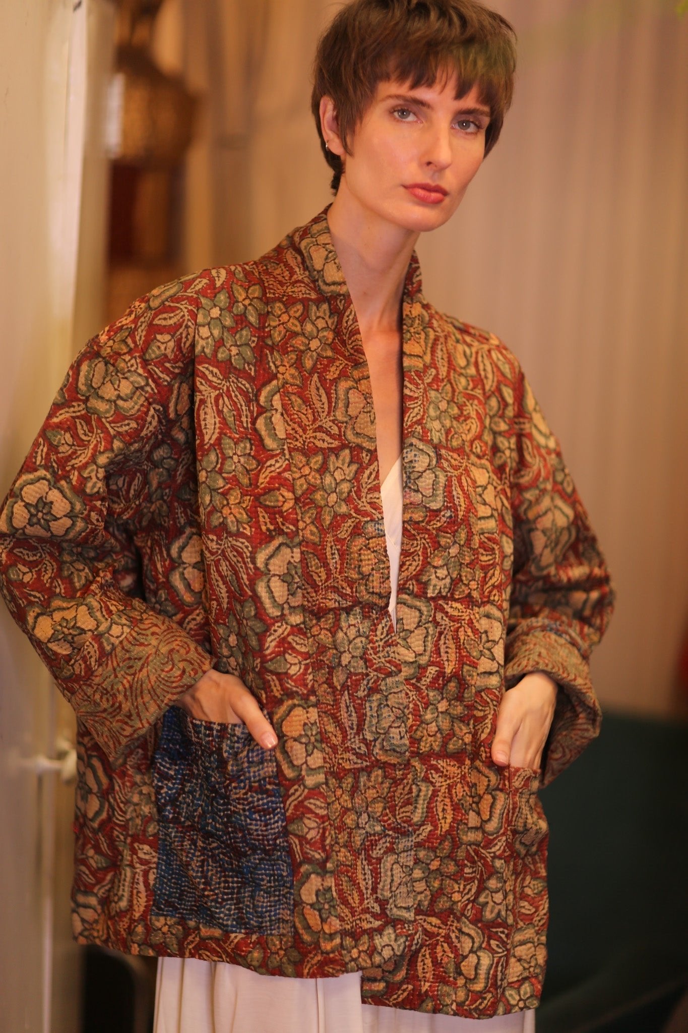 KANTHA KIMONO JACKET FLORAL GITTI - MOMO STUDIO BERLIN - Berlin Concept Store - sustainable & ethical fashion