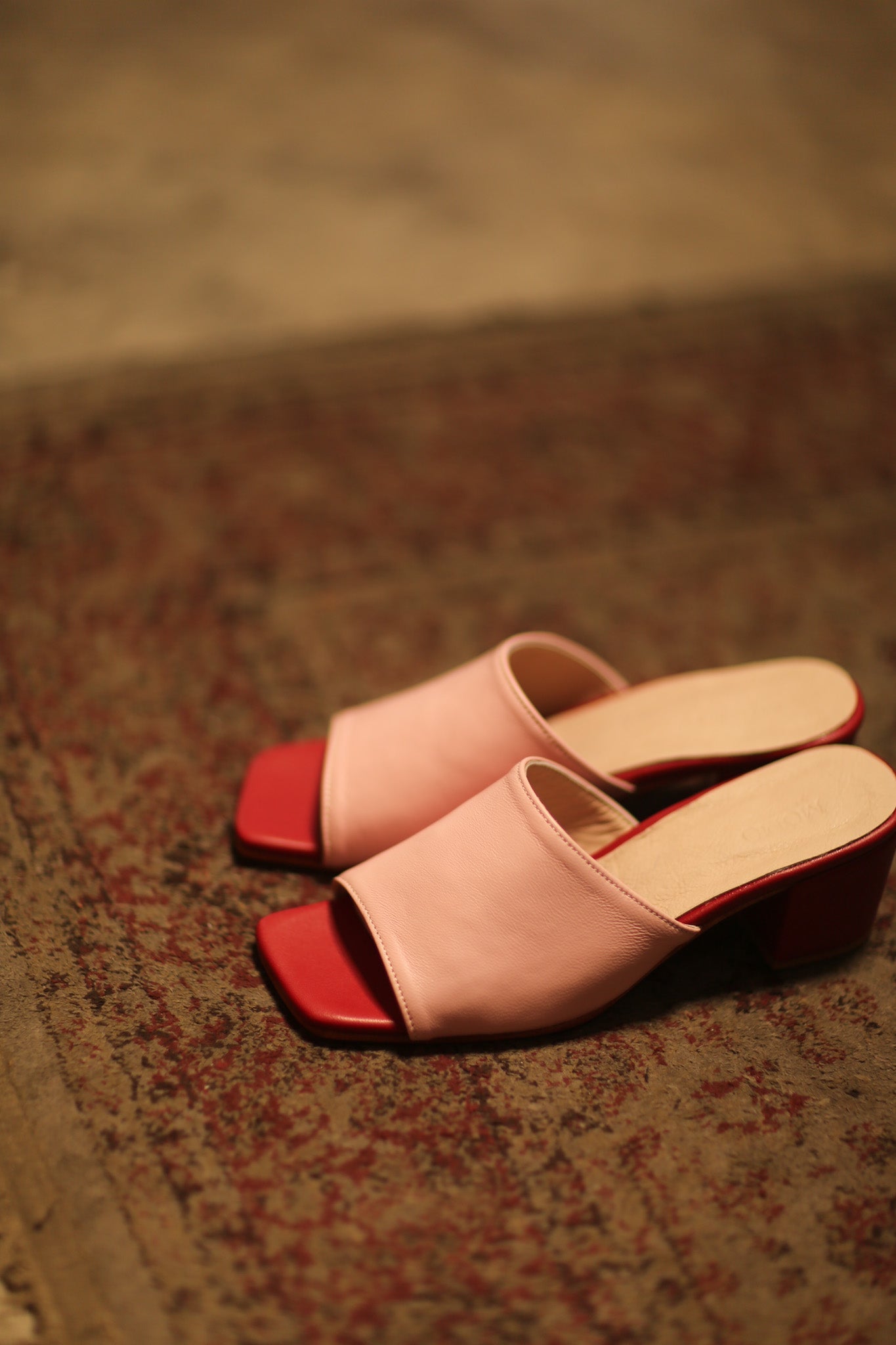 LEATHER HEELED MULES LORIN PINK RED - MOMO STUDIO BERLIN - Berlin Concept Store - sustainable & ethical fashion