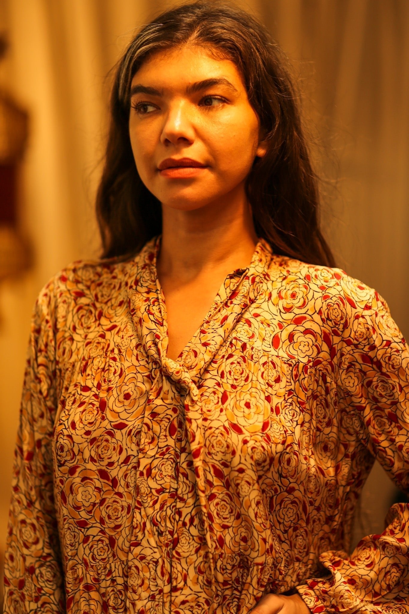 LOA SILK BUTTONED DRESS FLORAL RED - MOMO STUDIO BERLIN - Berlin Concept Store - sustainable & ethical fashion