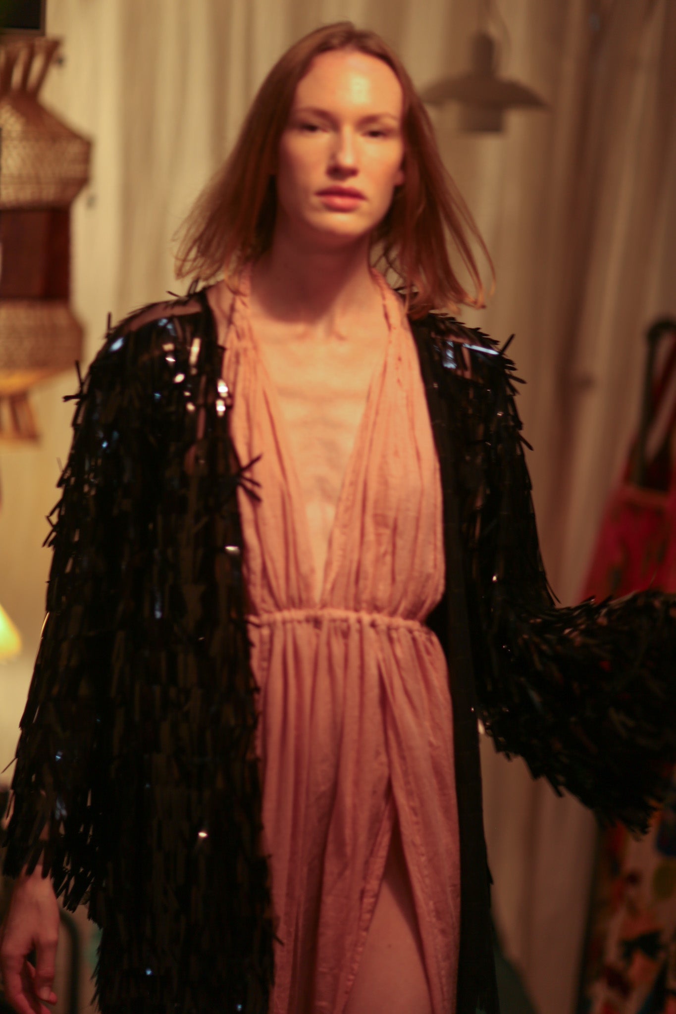 MARION SEQUINED SHORT KIMONO PITCH BLACK - MOMO STUDIO BERLIN - Berlin Concept Store - sustainable & ethical fashion