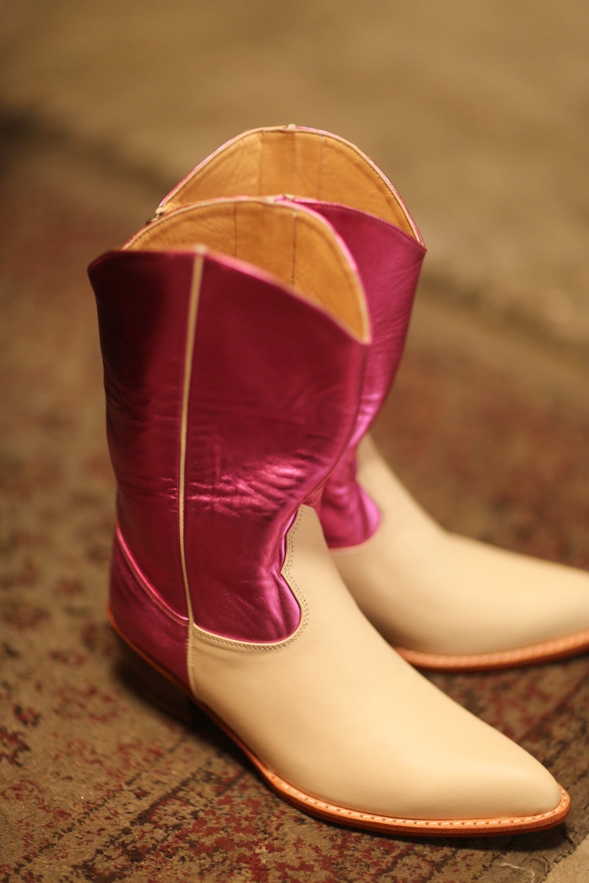 METALLIC PINK CREAM LEATHER BOOTS NOSCHIO - MOMO STUDIO BERLIN - Berlin Concept Store - sustainable & ethical fashion