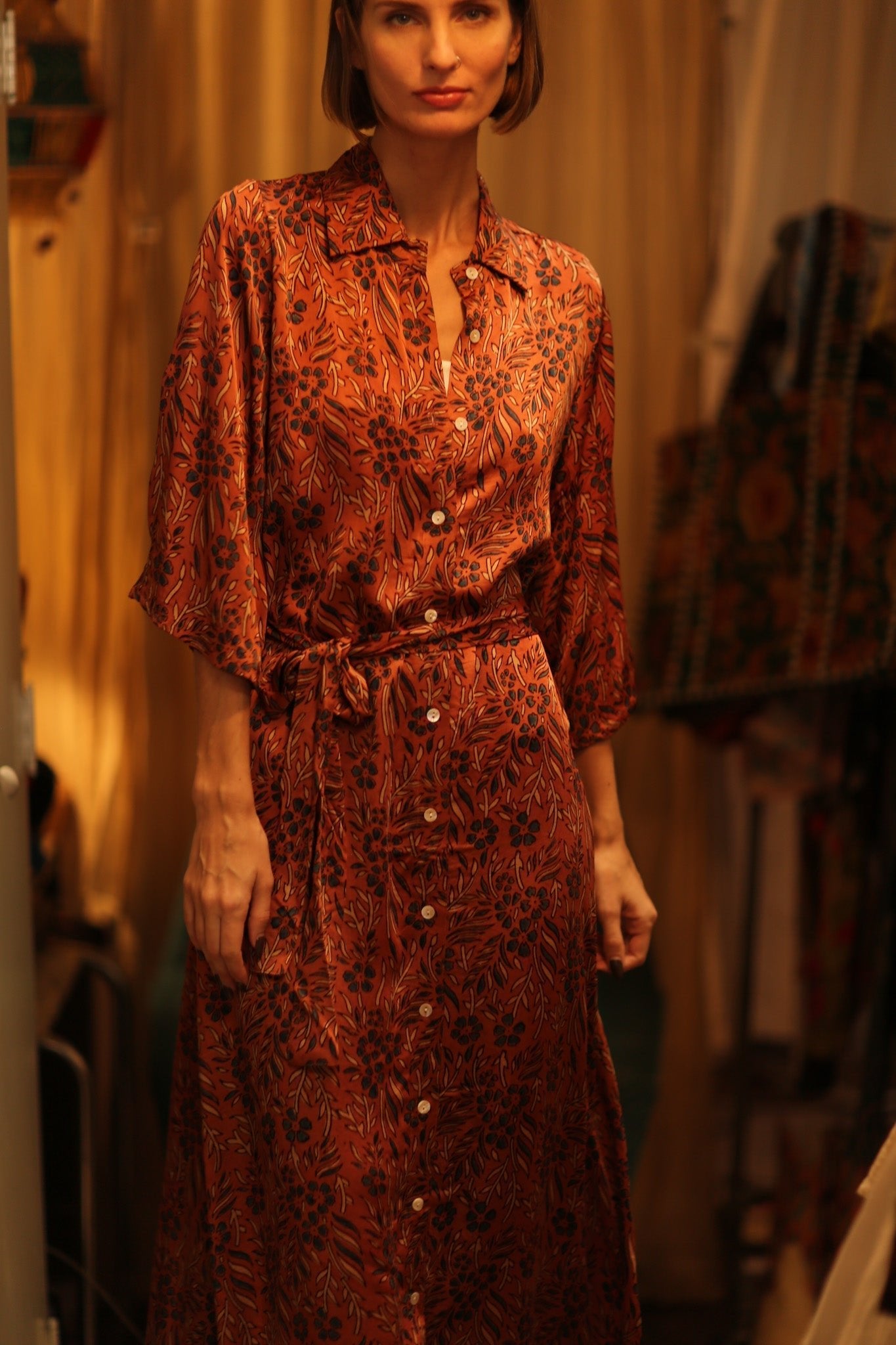 SILK DRESS FATOU HAND BLOCK PRINT - MOMO STUDIO BERLIN - Berlin Concept Store - sustainable & ethical fashion