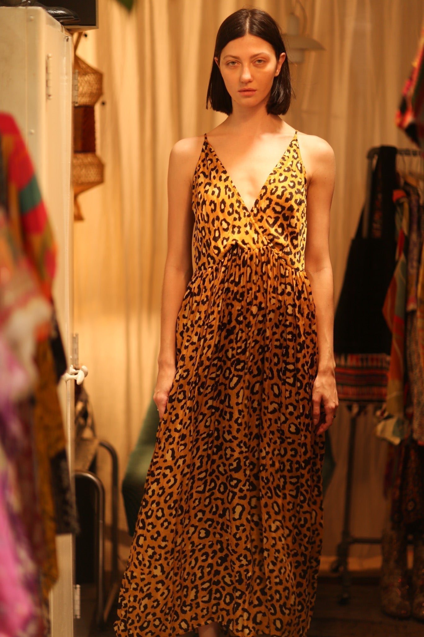 SILK DRESS LILY LEO PRINT DARK - MOMO STUDIO BERLIN - Berlin Concept Store - sustainable & ethical fashion