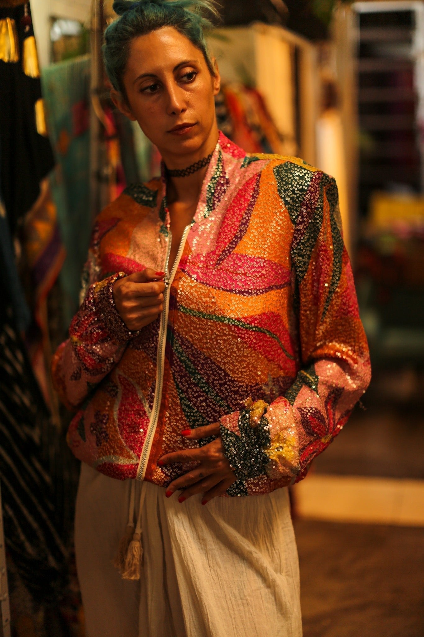 SILK SEQUIN EMBROIDERED BOMBER JACKET BANOU - MOMO STUDIO BERLIN - Berlin Concept Store - sustainable & ethical fashion