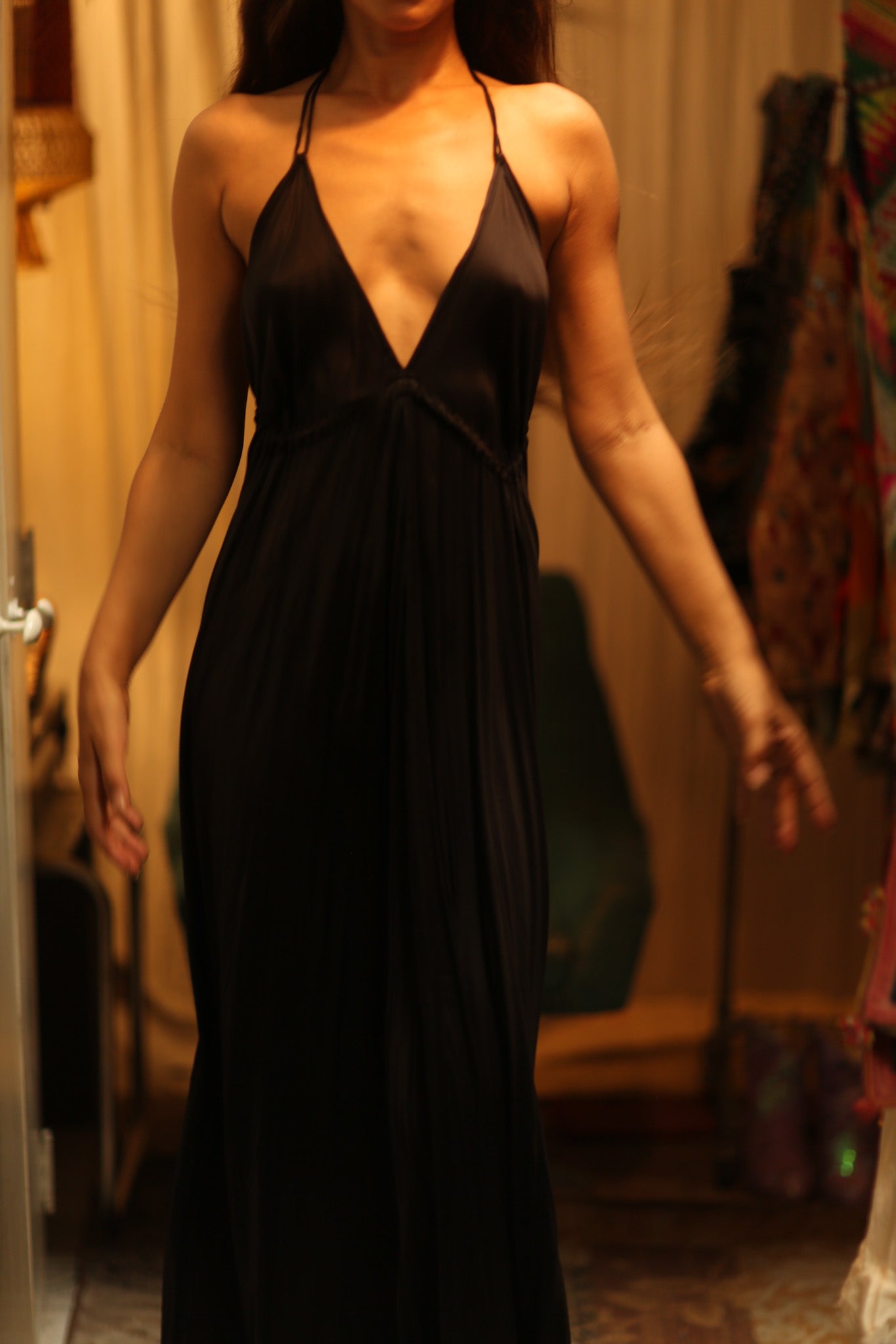 SILK STRAP DRESS HANNAH SOLID BLACK - MOMO STUDIO BERLIN - Berlin Concept Store - sustainable & ethical fashion