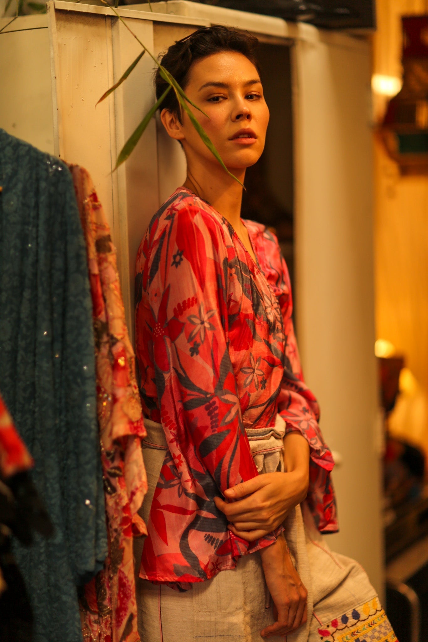 SILK WRAP TOP AURELIA PINK JUNGLE - MOMO STUDIO BERLIN - Berlin Concept Store - sustainable & ethical fashion