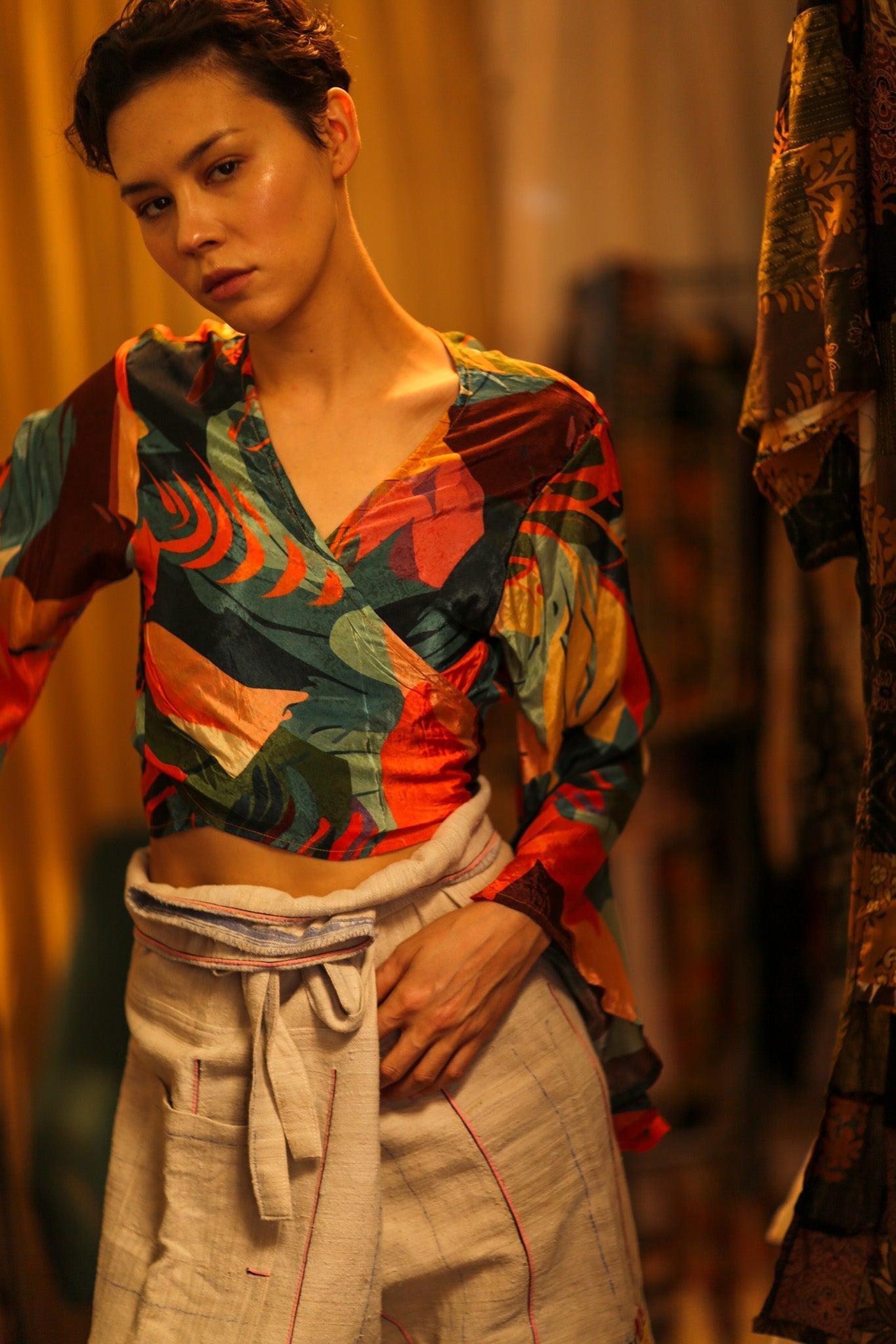 SILK WRAP TOP AURELIE DARK ORLY - MOMO STUDIO BERLIN - Berlin Concept Store - sustainable & ethical fashion