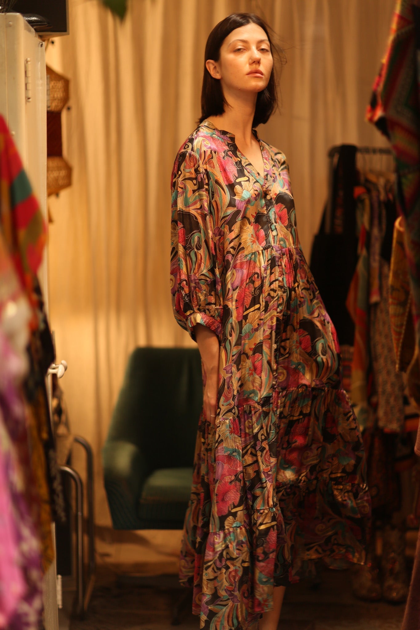 SUSIE SILK DRESS BLACK JUNGLE FEVER - MOMO STUDIO BERLIN - Berlin Concept Store - sustainable & ethical fashion