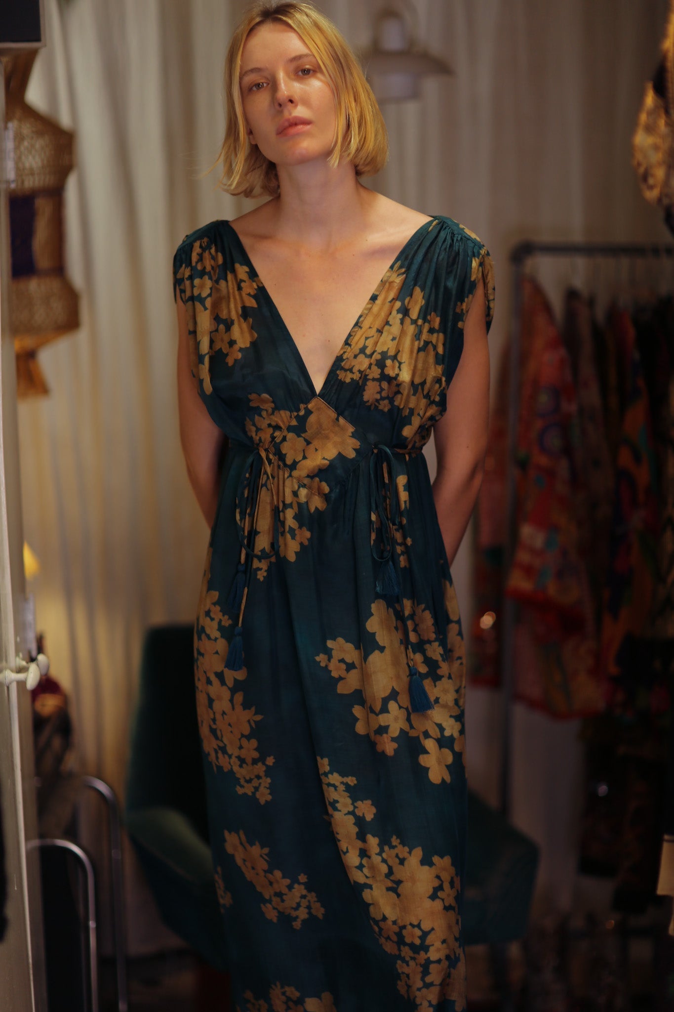 VICTORIA SILK DRESS GOLDEN BOUQUET - MOMO STUDIO BERLIN - Berlin Concept Store - sustainable & ethical fashion