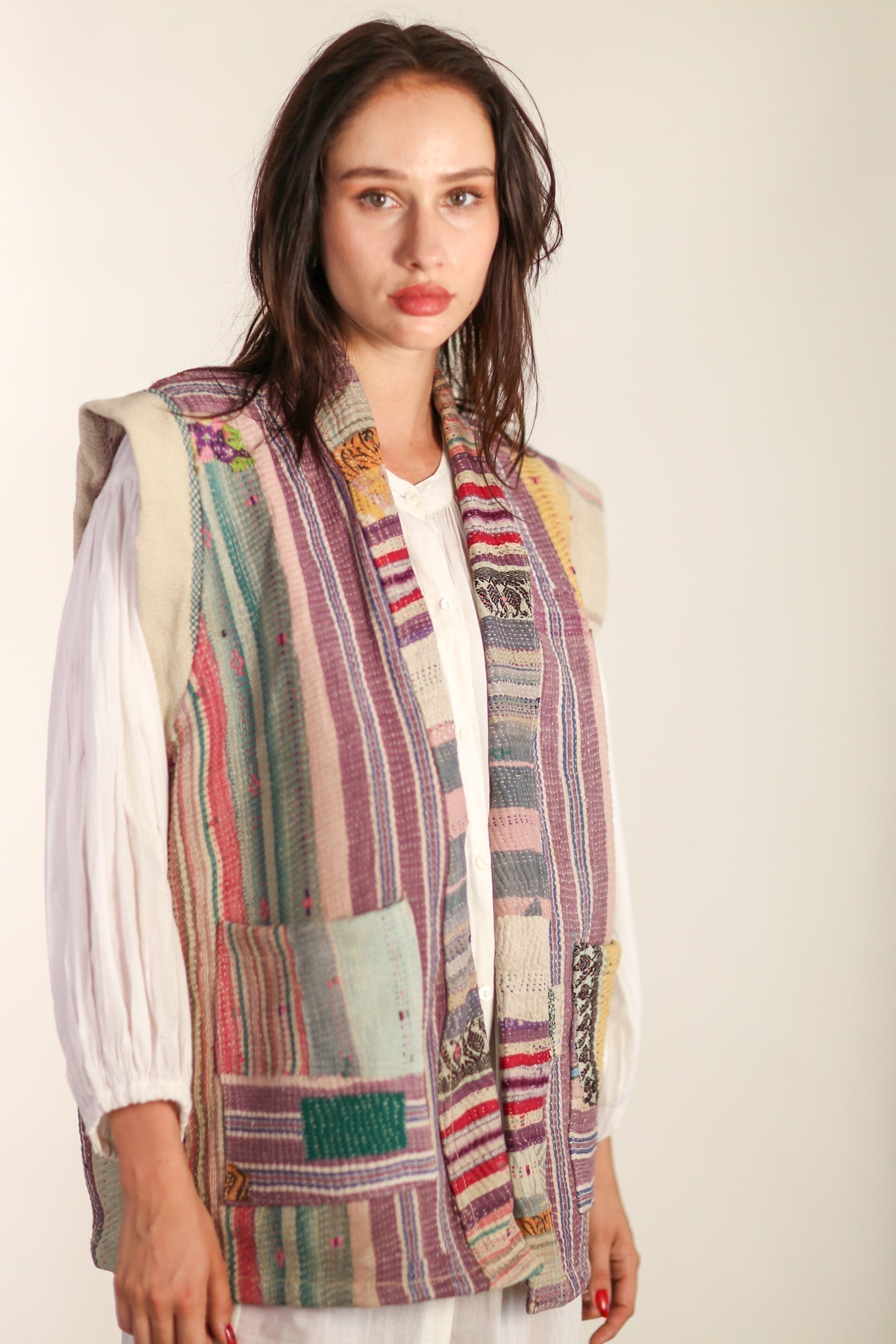 VINTAGE KANTHA QUILT VEST TINE - MOMO STUDIO BERLIN - Berlin Concept Store - sustainable & ethical fashion