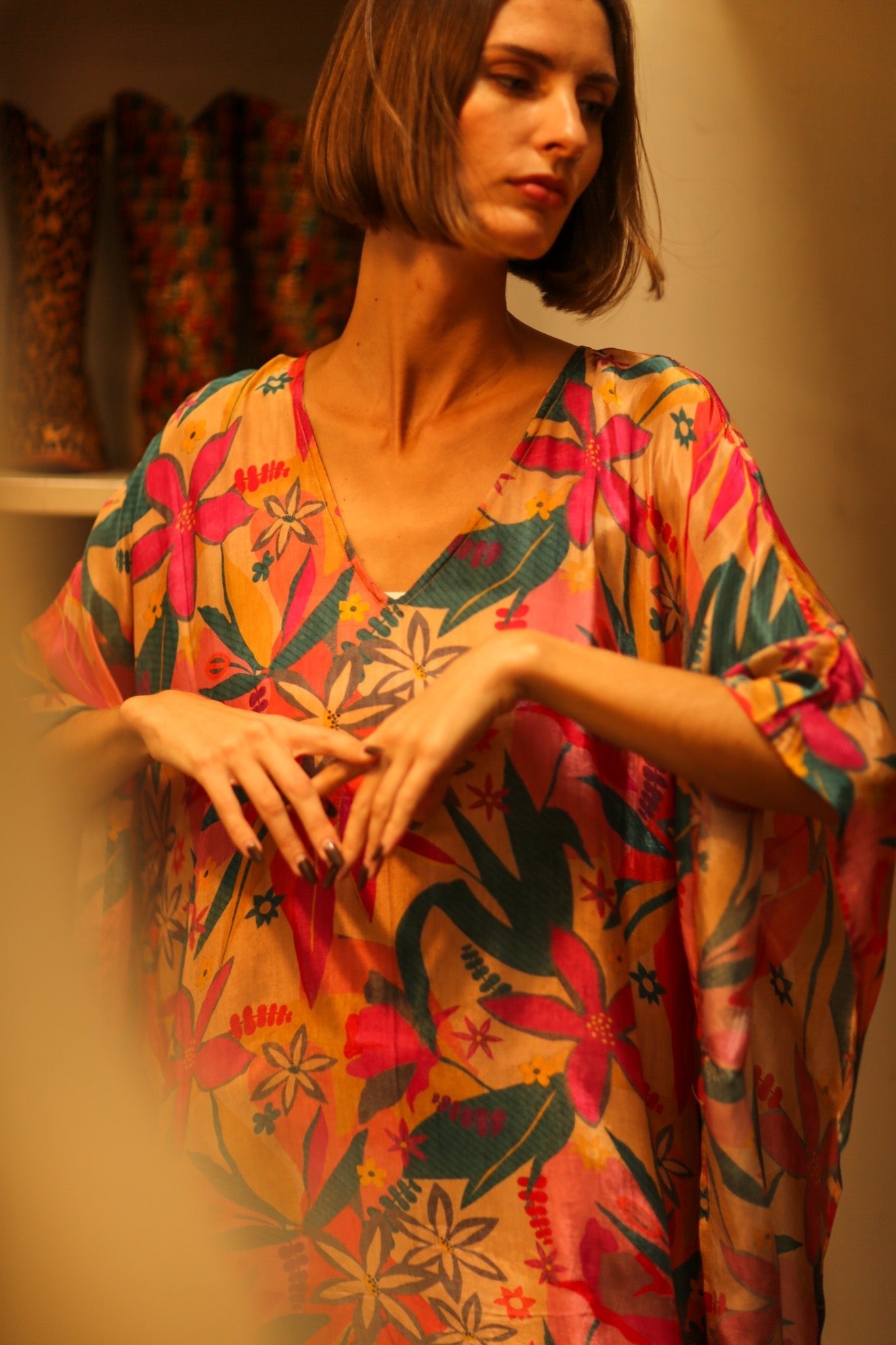 YAYA SILK KAFTAN COLORFUL FOREST - MOMO STUDIO BERLIN - Berlin Concept Store - sustainable & ethical fashion