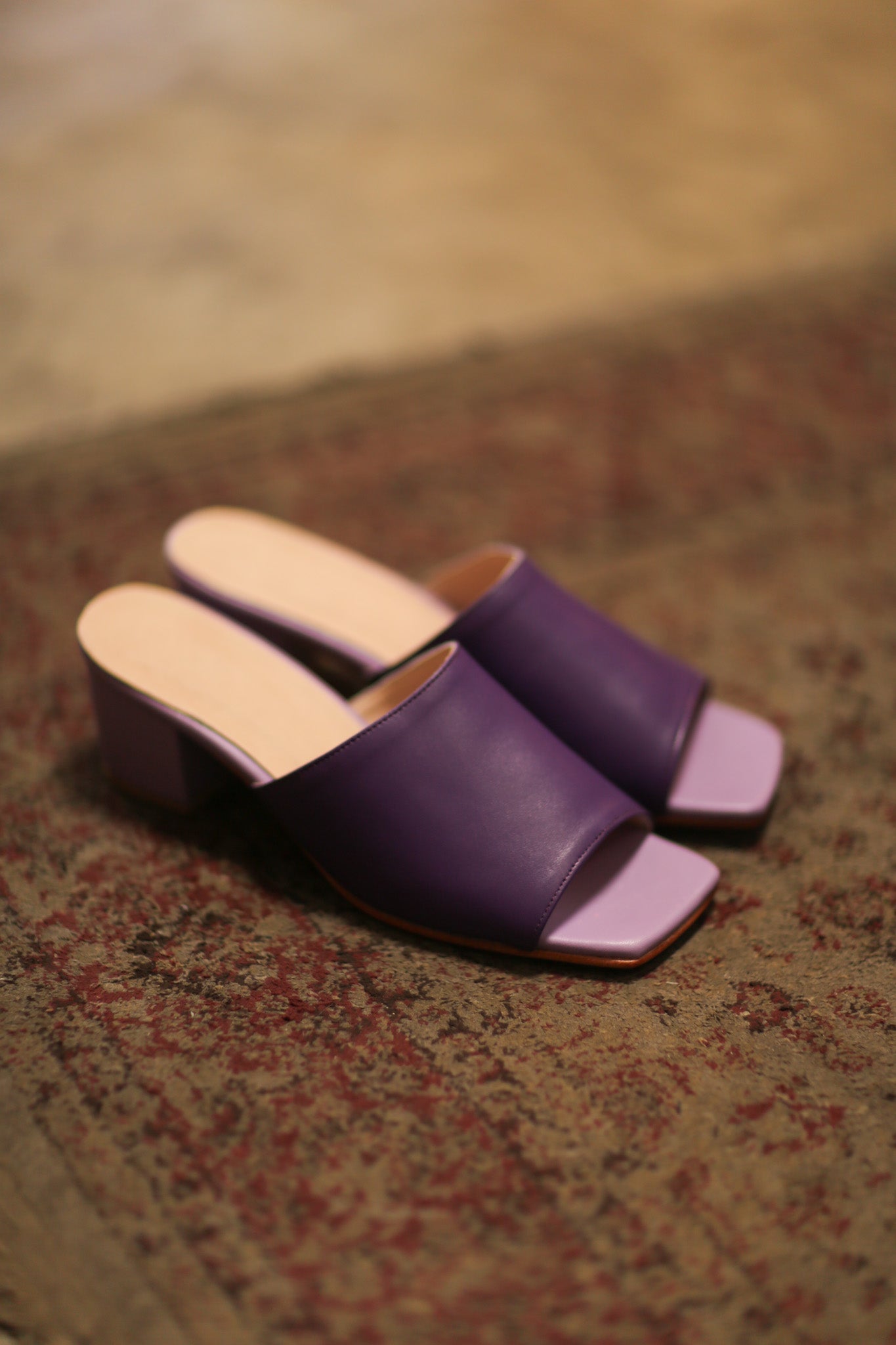 HEELED MULES LORIN PURPLE LAVENDER