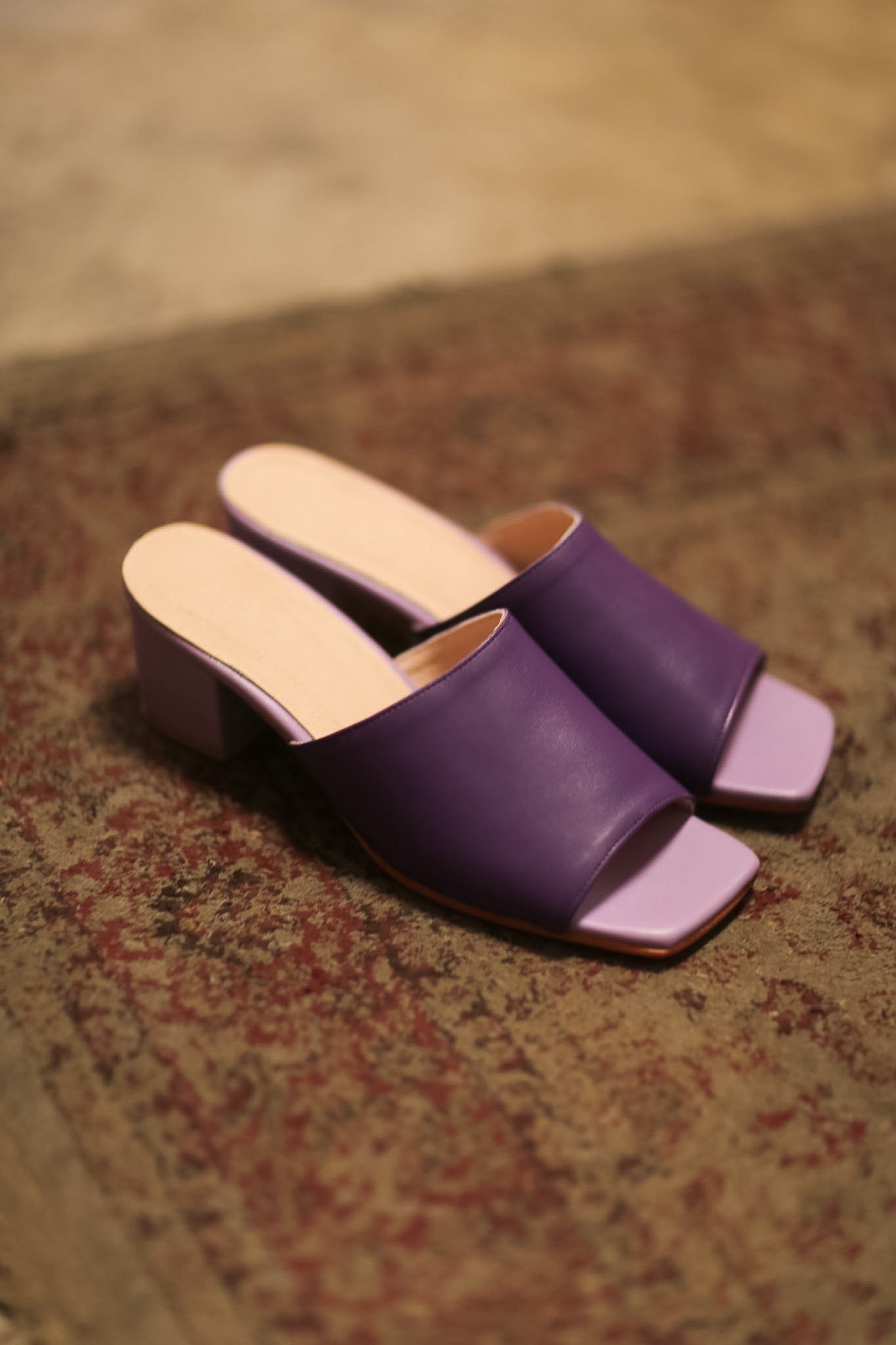 HEELED MULES LORIN PURPLE LAVENDER