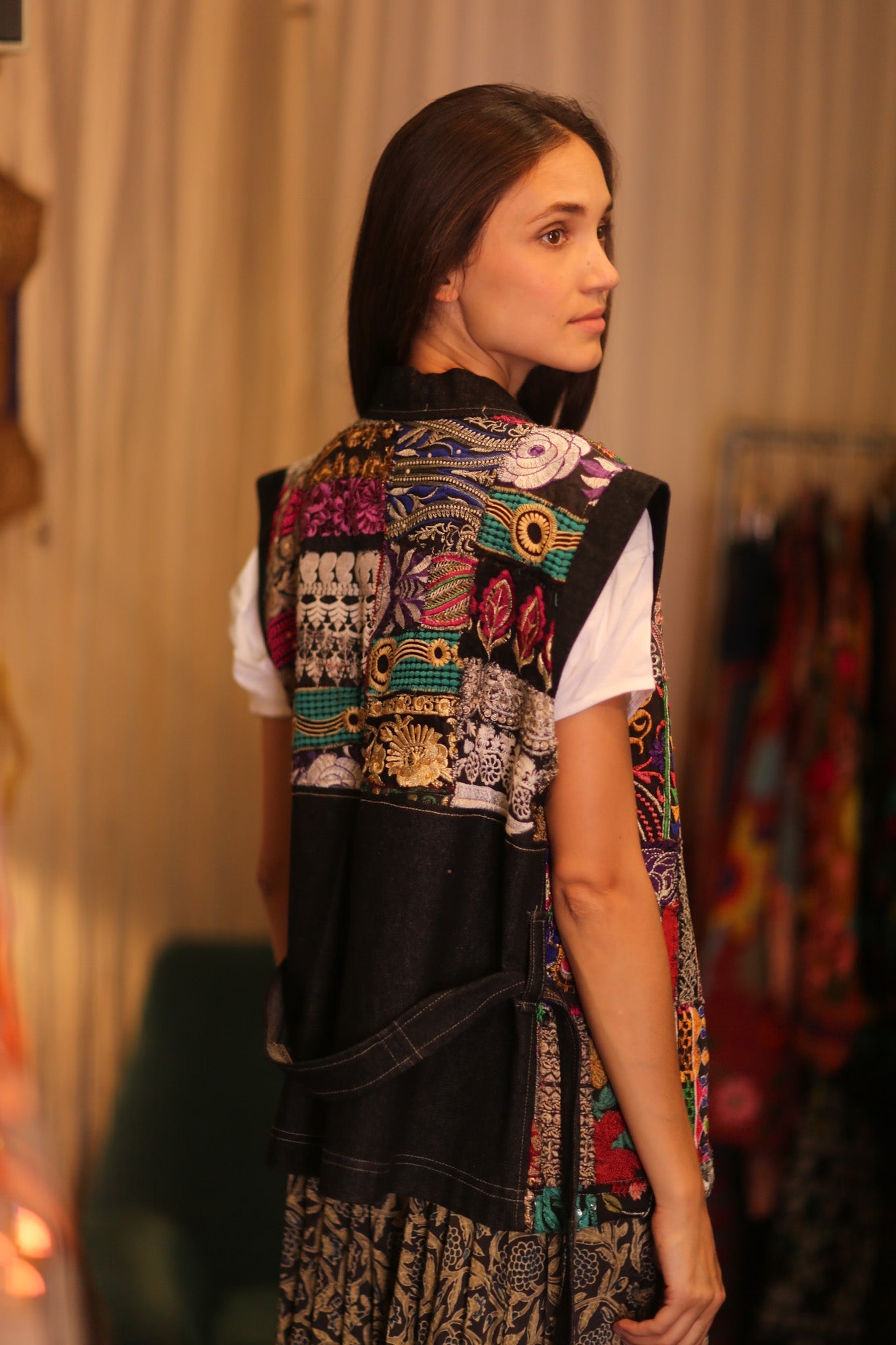 DENIM VEST PATCHWORK HELAE