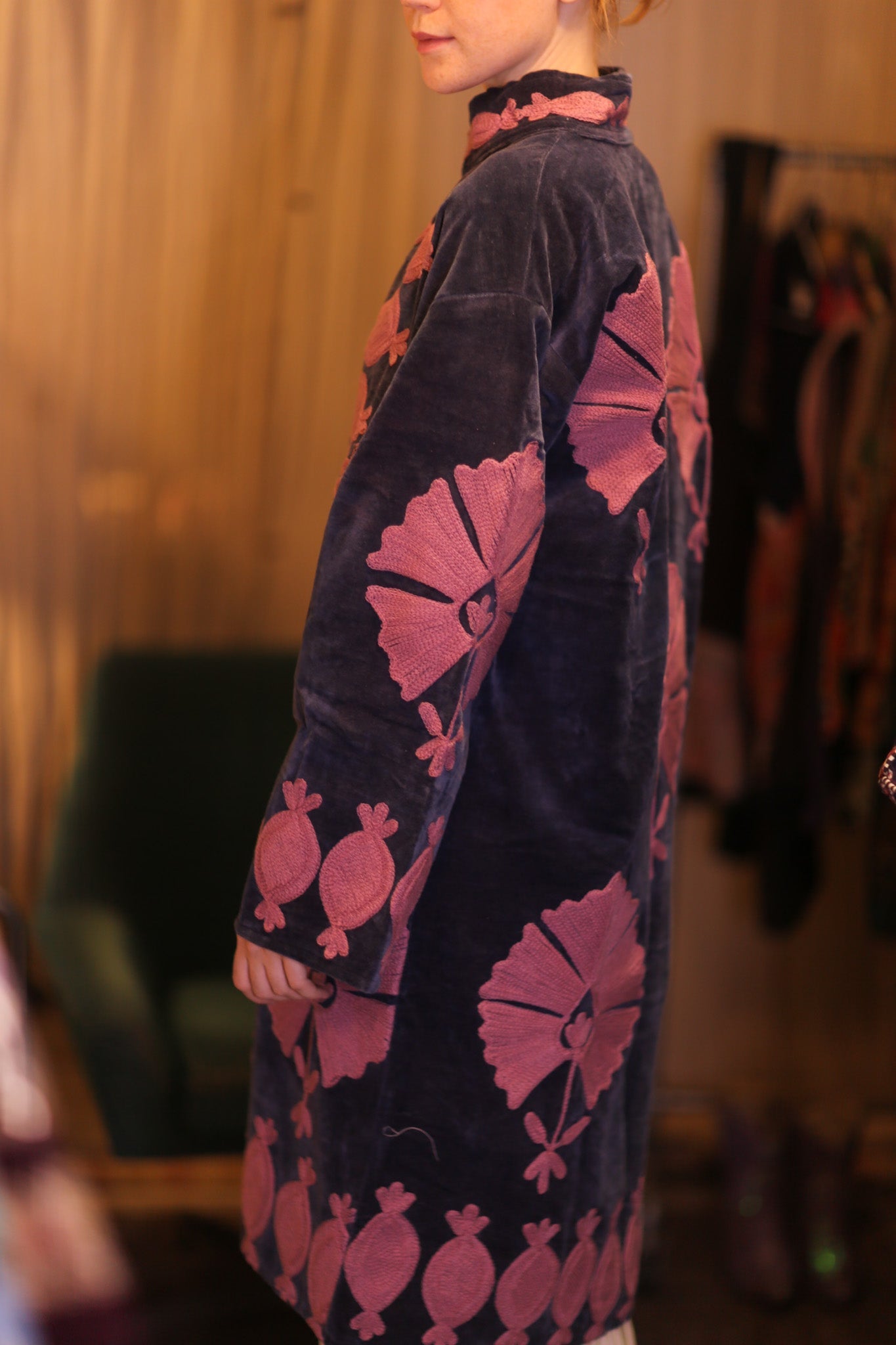 EMBROIDERED VELVET LONG COAT MISCHKA BAYDAR