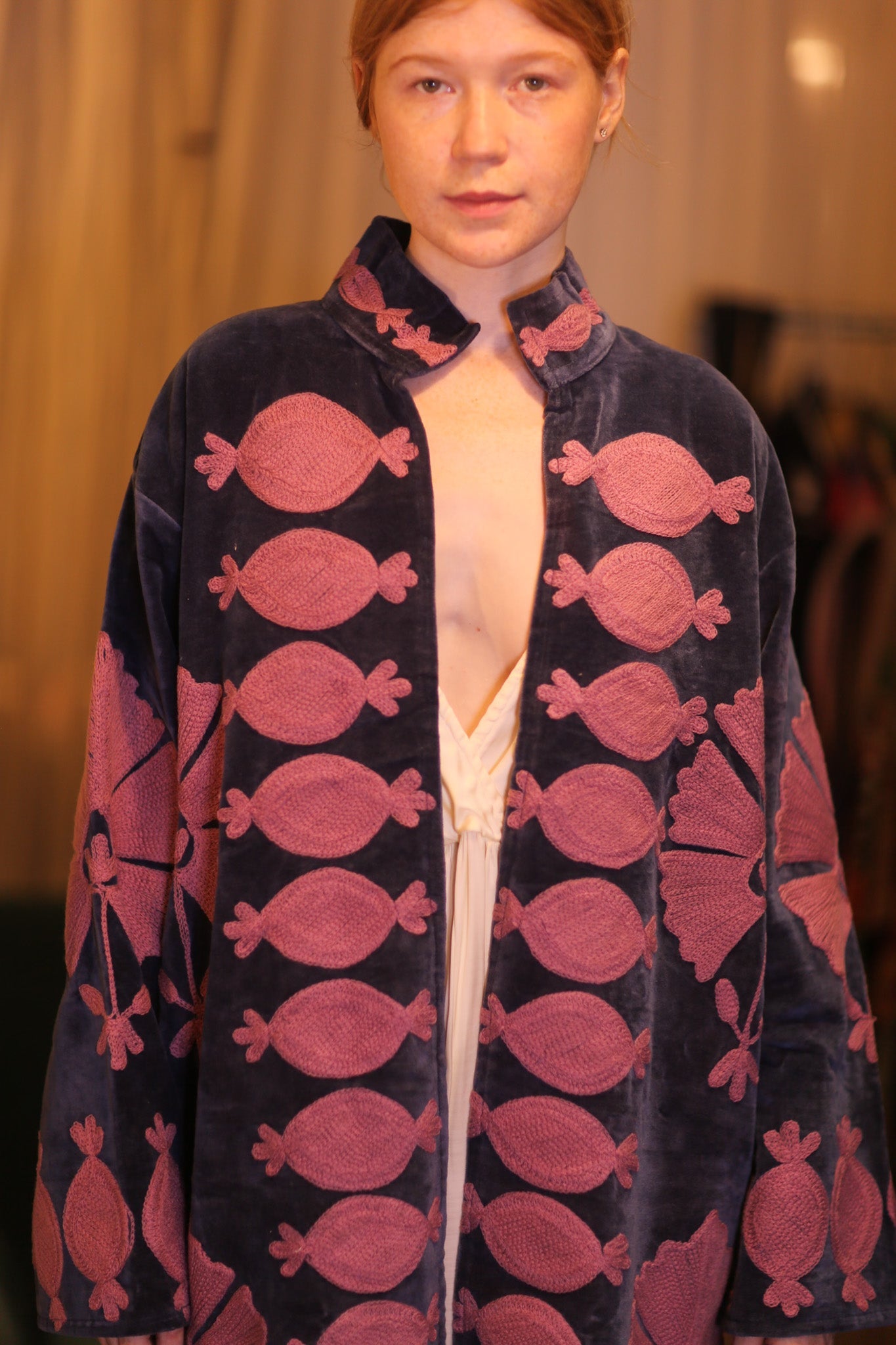 EMBROIDERED VELVET LONG COAT MISCHKA BAYDAR