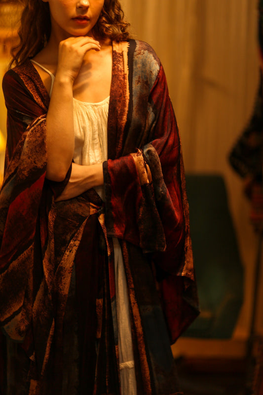 PINA SILK KIMONO RED STRIPE