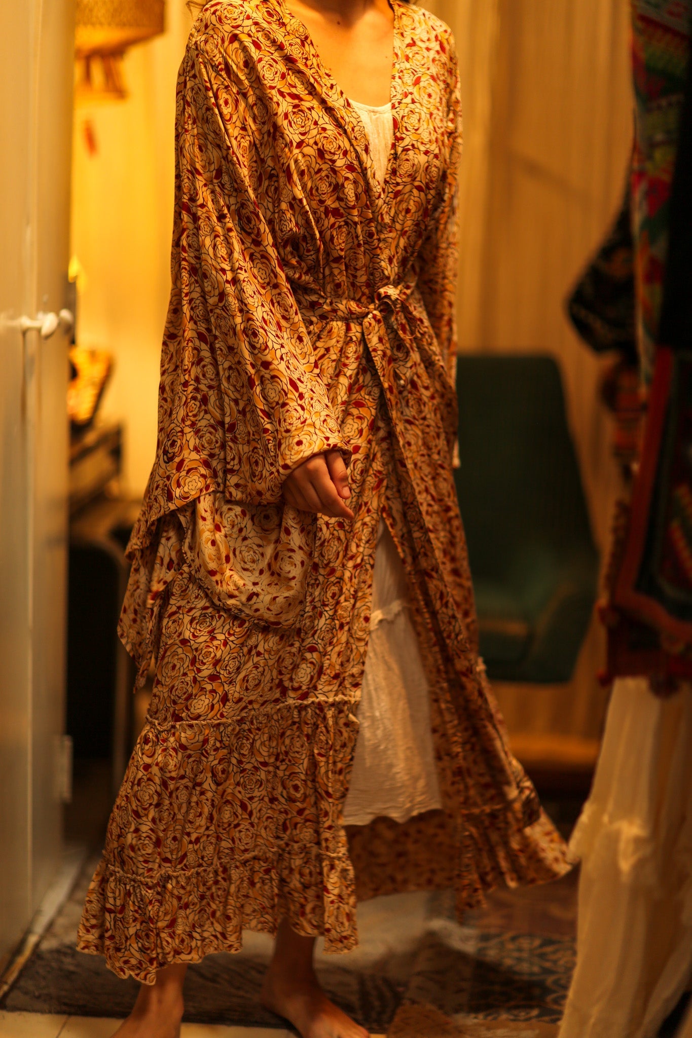 PINA SILK KIMONO FLORAL RED