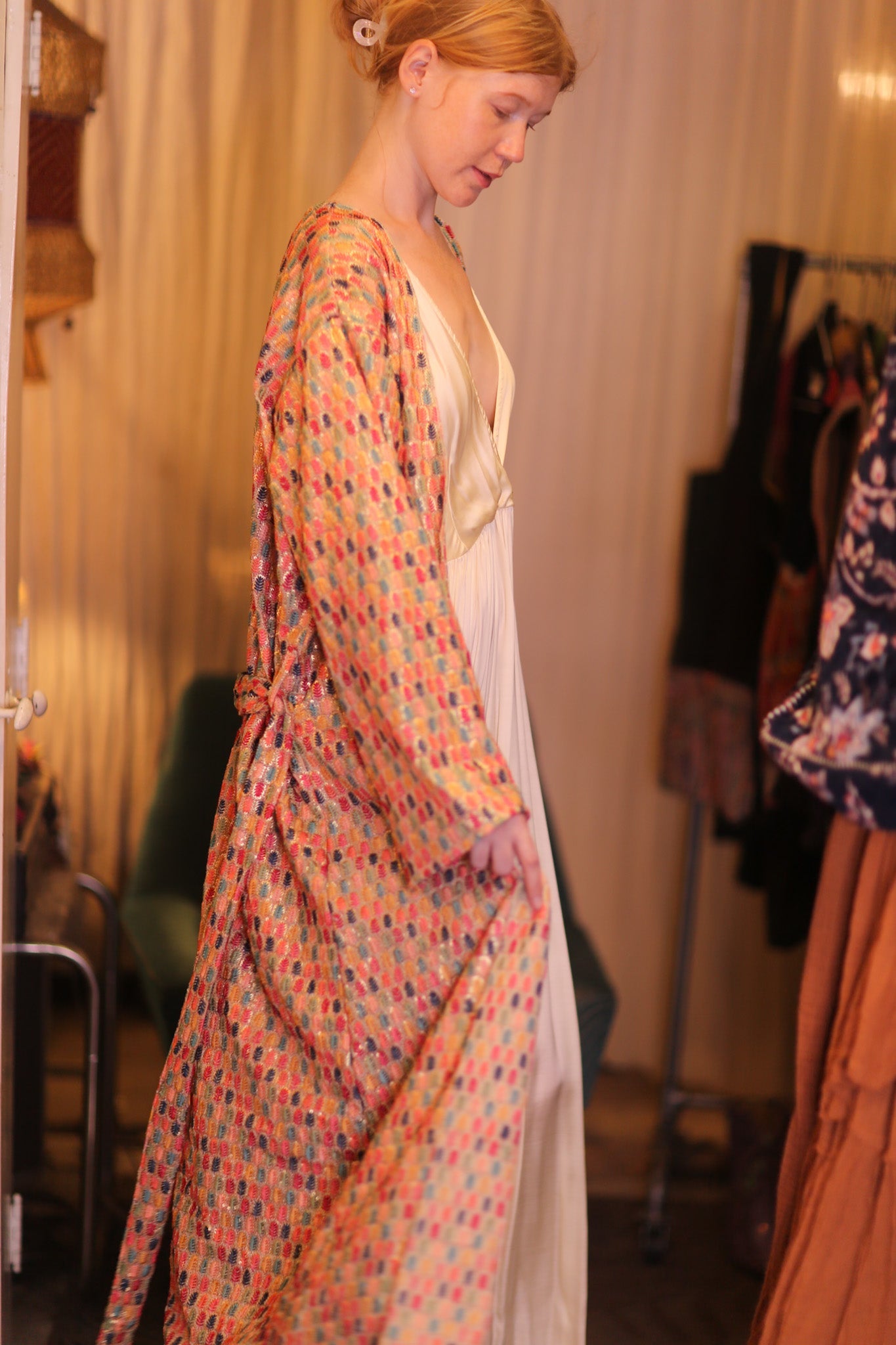 EMBROIDERED SILK KIMONO CONSTANCA BOREA