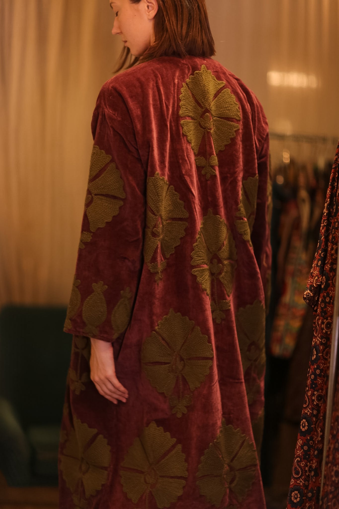 EMBROIDERED VELVET LONG COAT MISCHKA KHAING