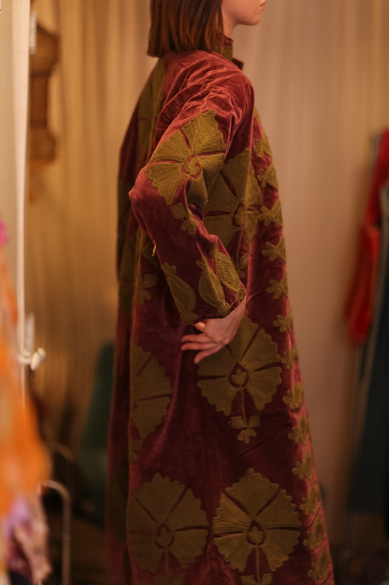 EMBROIDERED VELVET LONG COAT MISCHKA KHAING