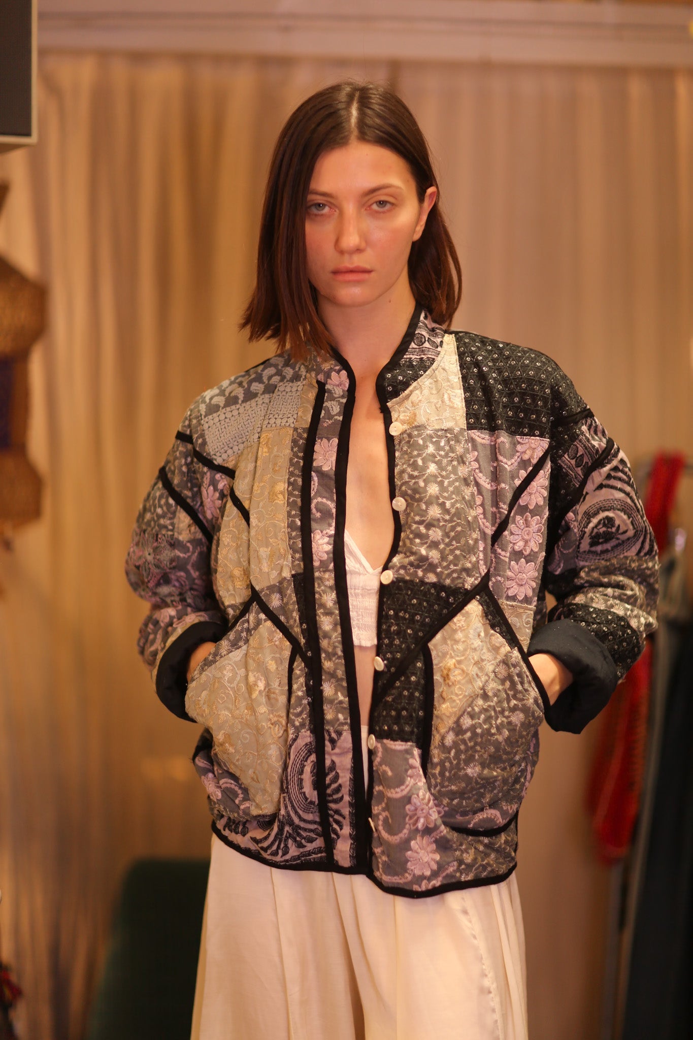 PATCHWORK PATTERN KANTHA JACKET SAKURA