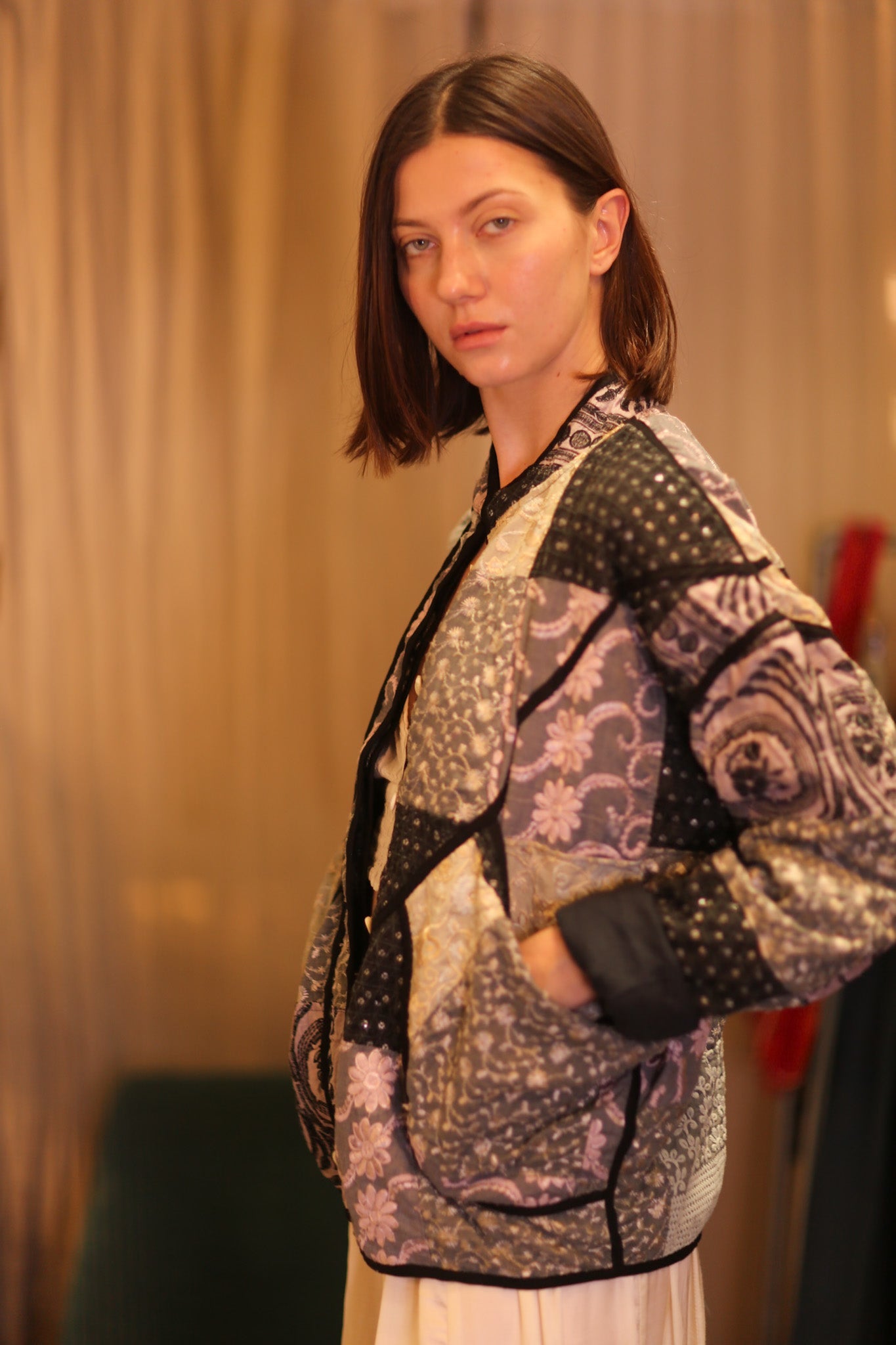 PATCHWORK PATTERN KANTHA JACKET SAKURA