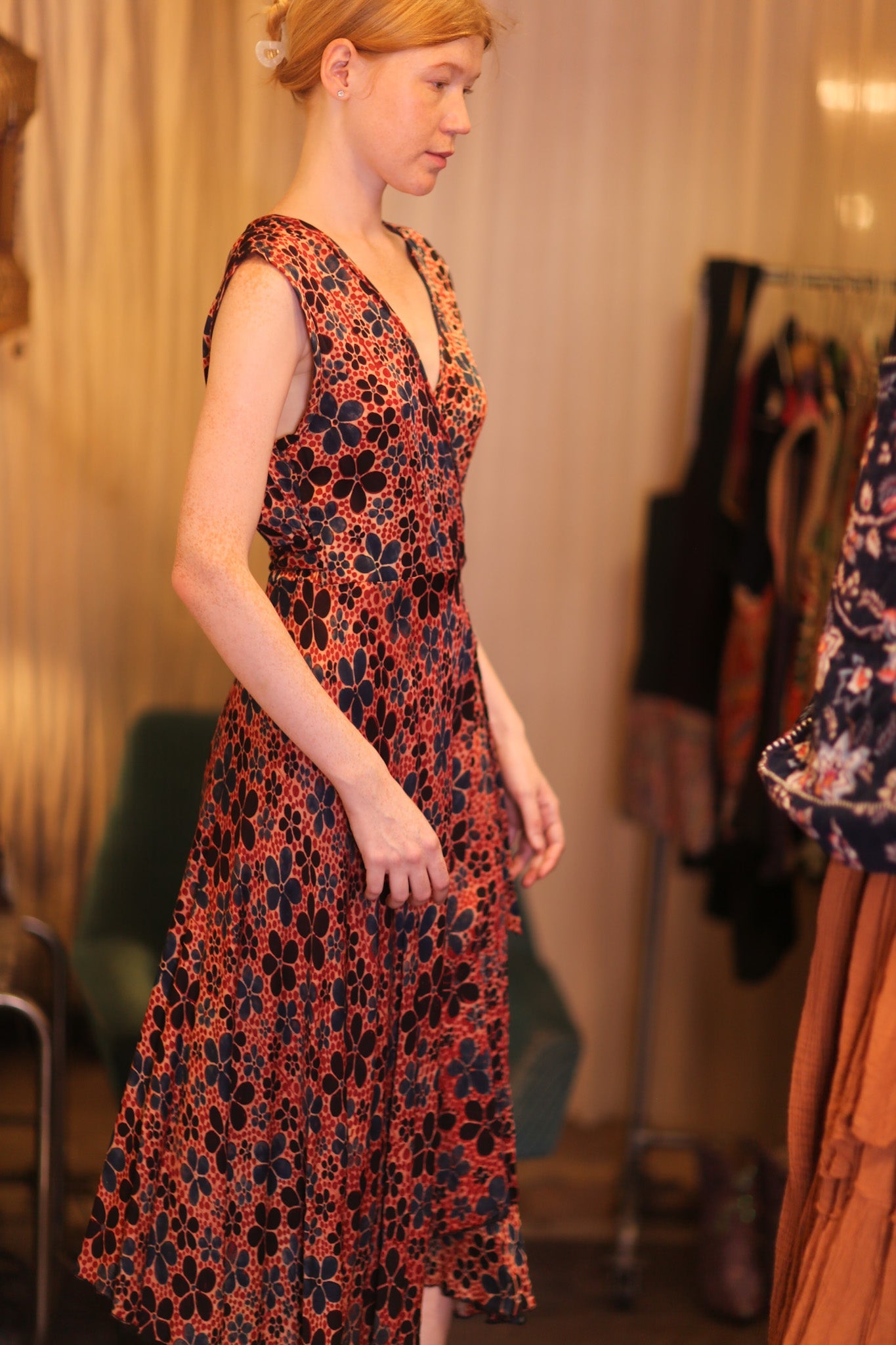 GABRIELE WRAP SILK DRESS PLUMERIA