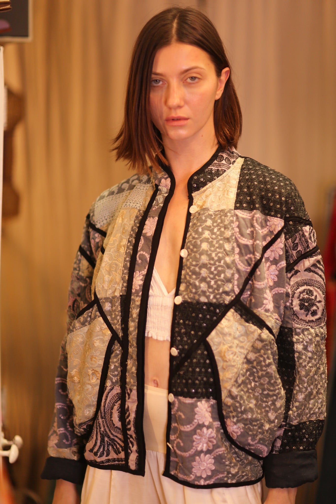PATCHWORK PATTERN KANTHA JACKET SAKURA