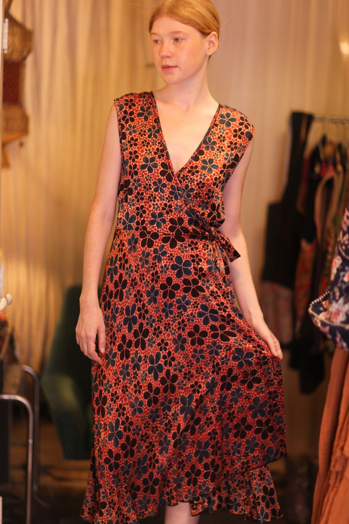 GABRIELE WRAP SILK DRESS PLUMERIA