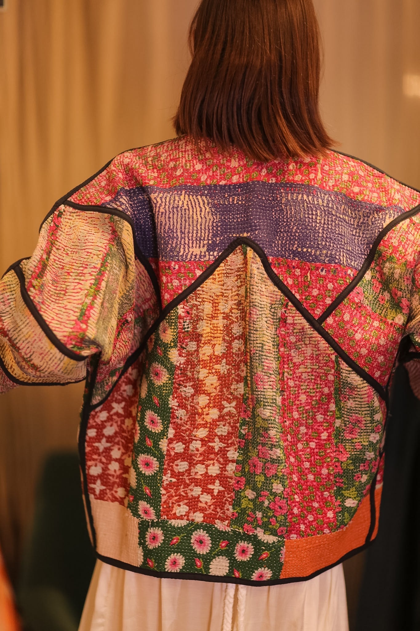 PATCHWORK PATTERN KANTHA JACKET FLOWER GARDEN