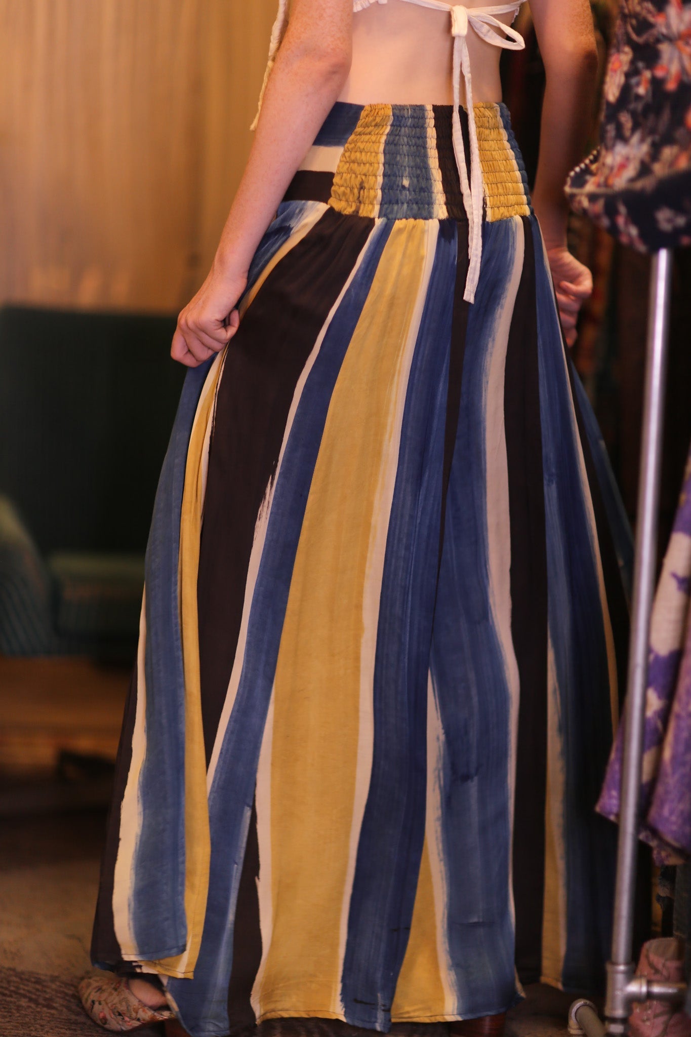 SILK WIDE LEGS LONG PANTS RUBY THESEAS