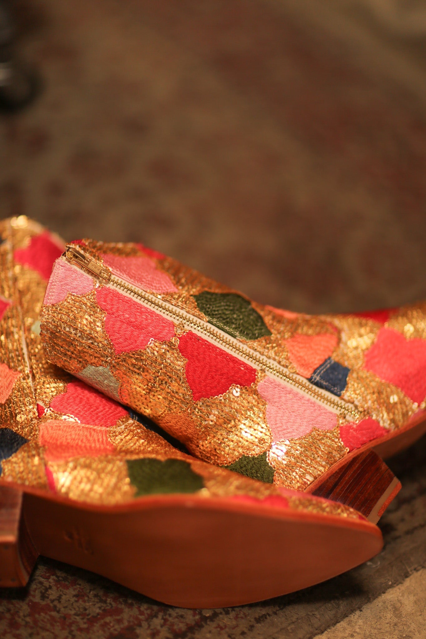 SEQUIN EMBROIDERED BOOTS DIAMOND PAM