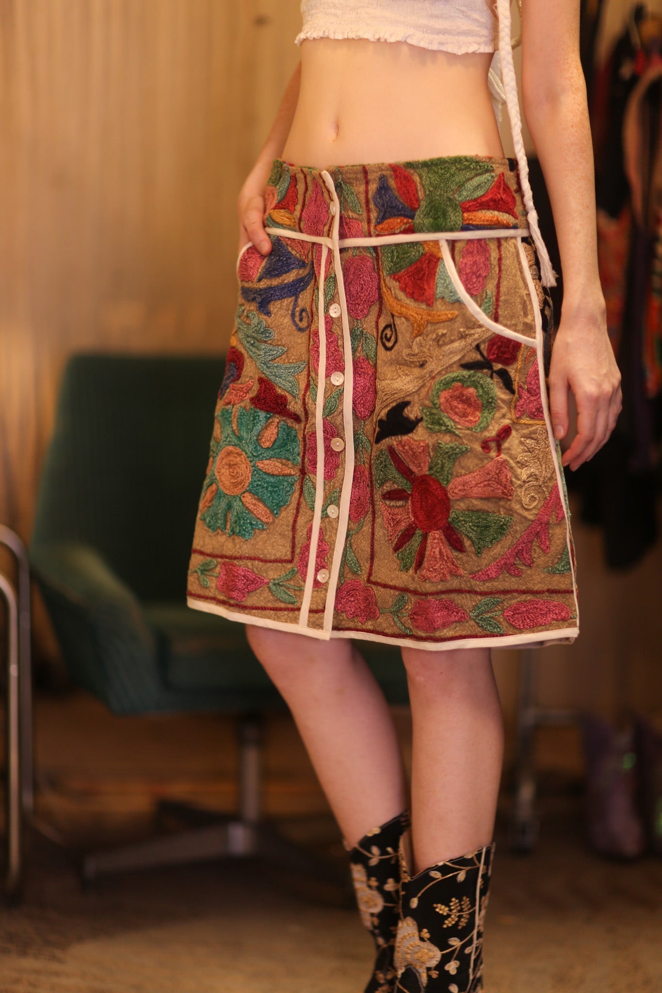 EMBROIDERED COTTON MINI SKIRT BOHEMIA